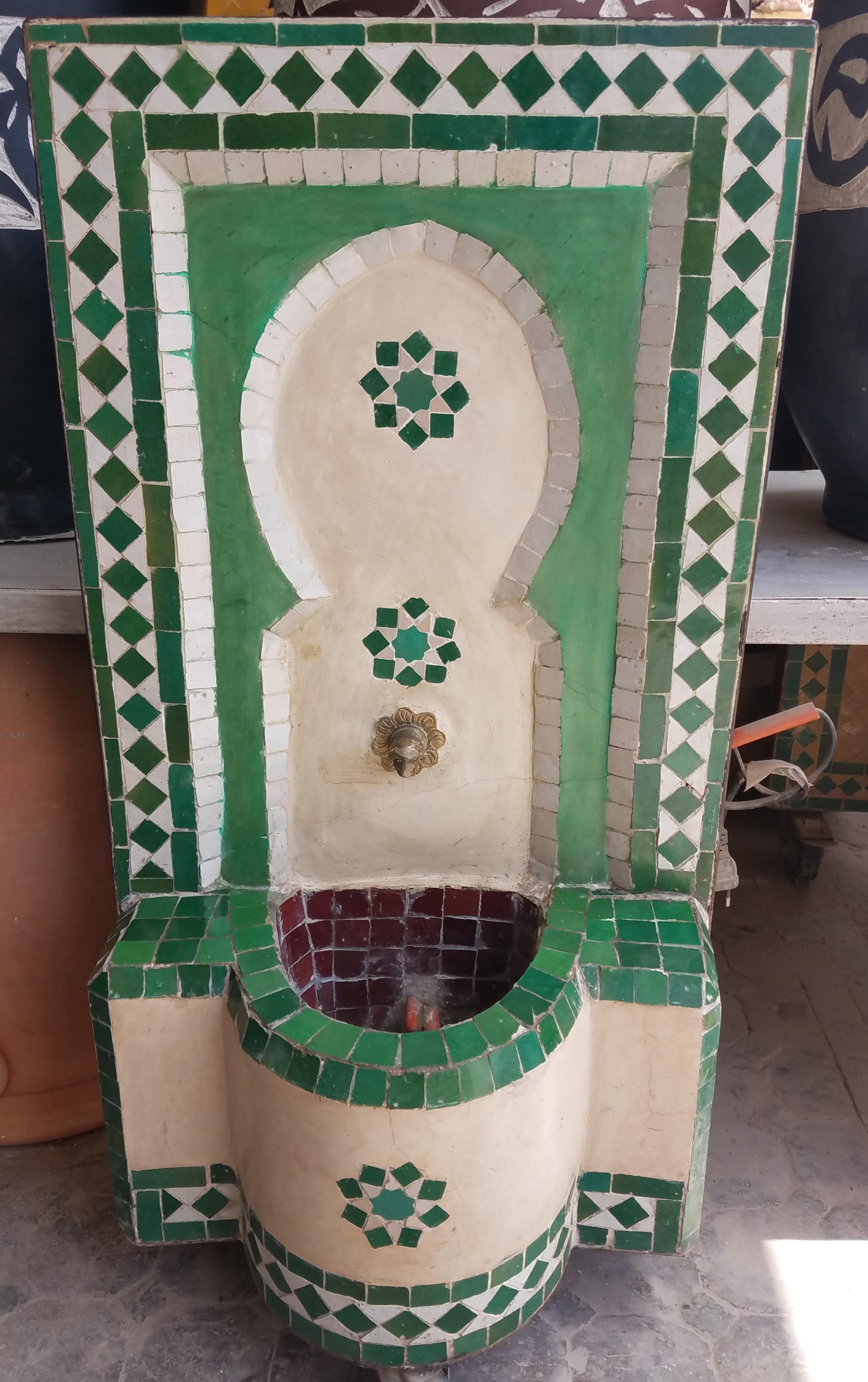 Contemporary Mini Tri-Color Moroccan Mosaic Fountain - Marrakech 2 For Sale