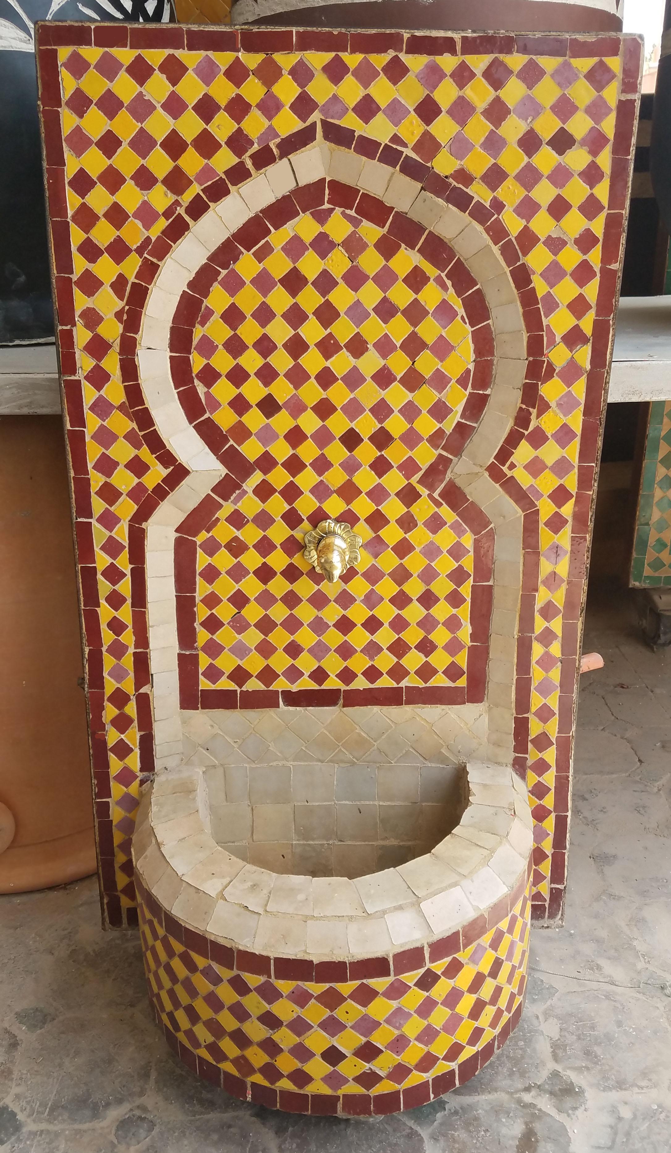 Contemporary Mini Tri-Color Moroccan Mosaic Fountain, Marrakech 3 For Sale