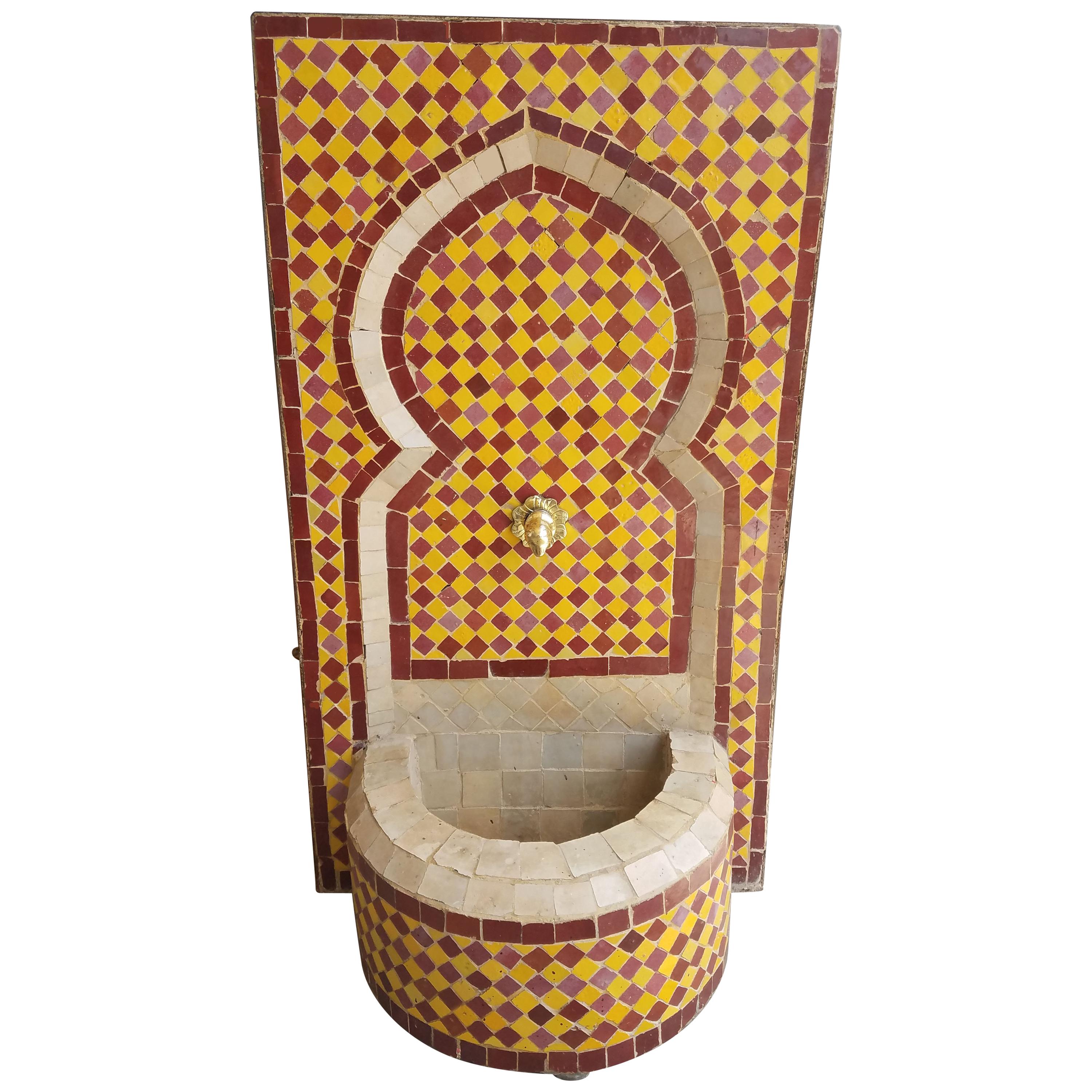 Mini Tri-Color Moroccan Mosaic Fountain, Marrakech 3 For Sale