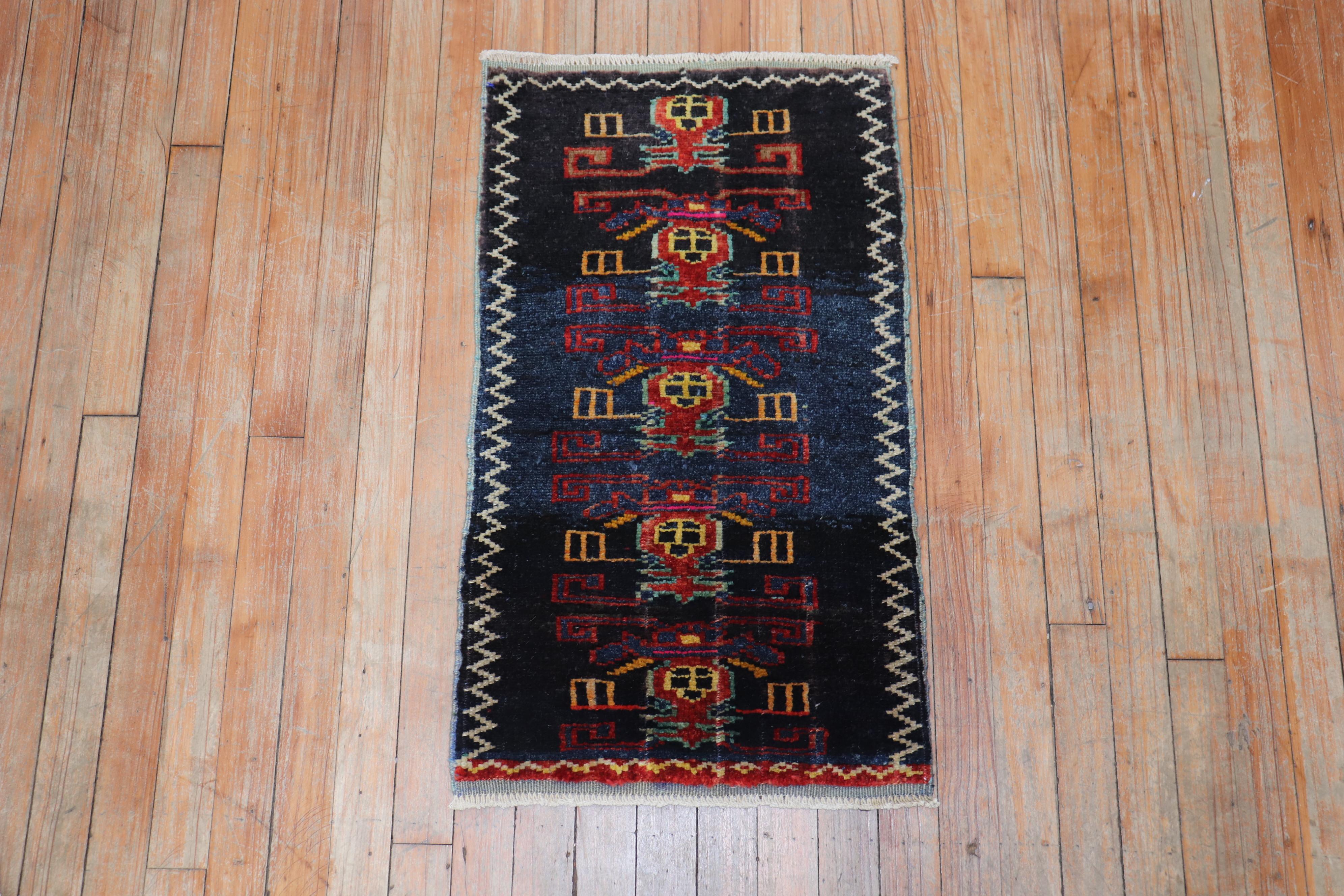 Hand-Knotted Mini Turkish Mat Rug For Sale