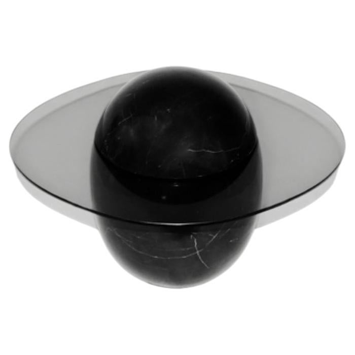 Mini Uovo Side Table in Black Marble & Tempered Glass by Panorammma