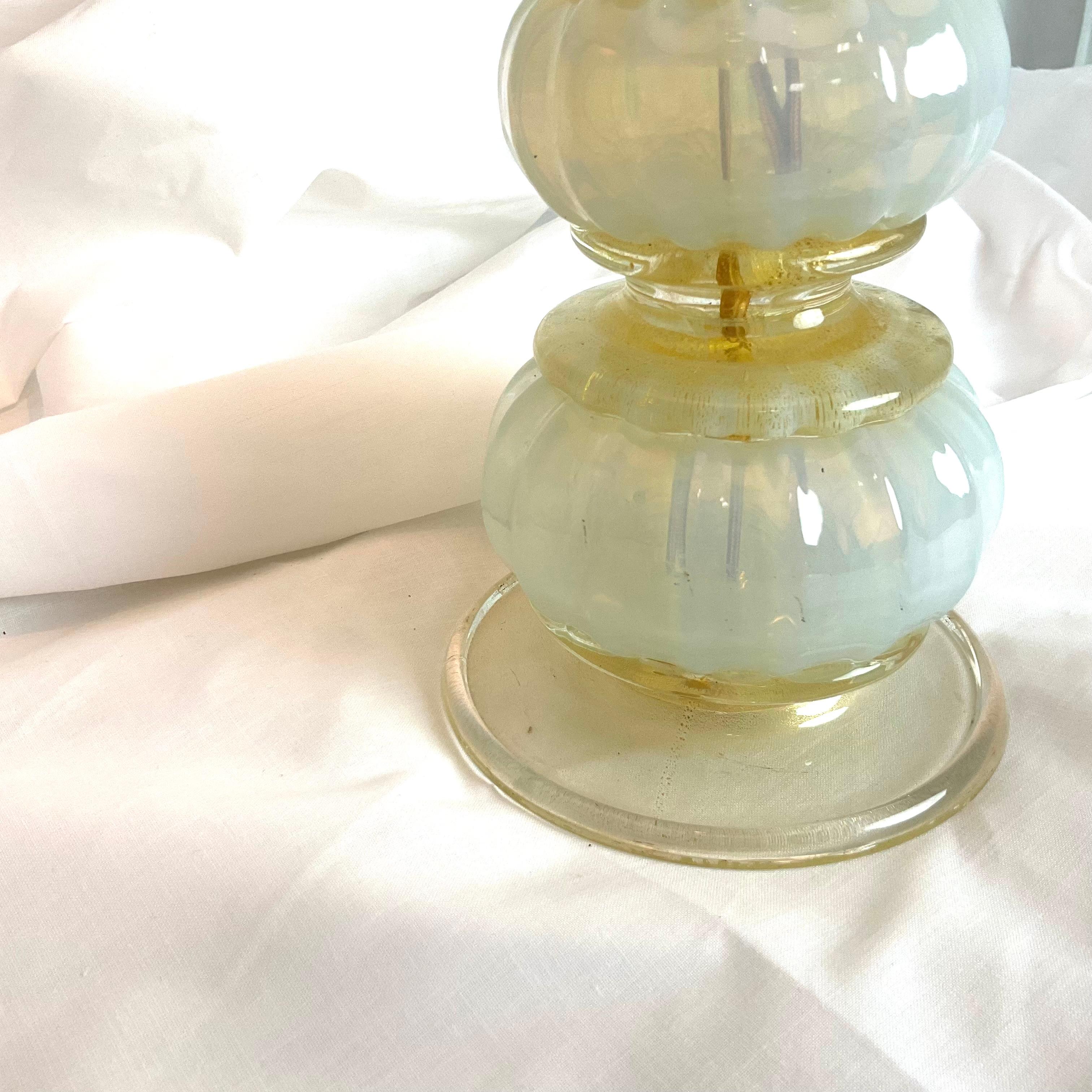 Mini Venetian Glass Lamp with Shade and Finial In Good Condition For Sale In West Palm Beach, FL