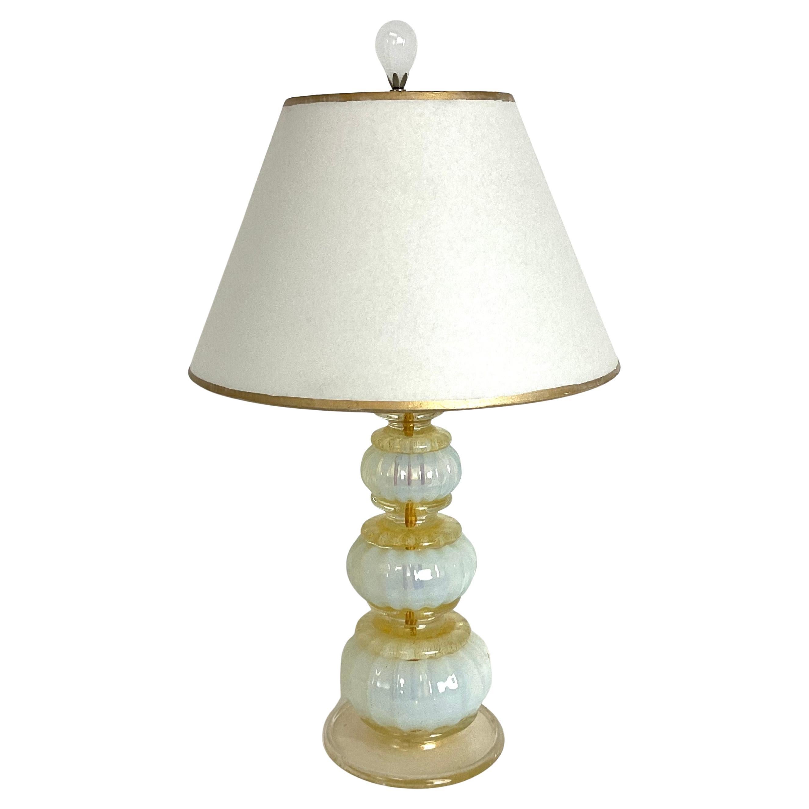 Mini Venetian Glass Lamp with Shade and Finial For Sale