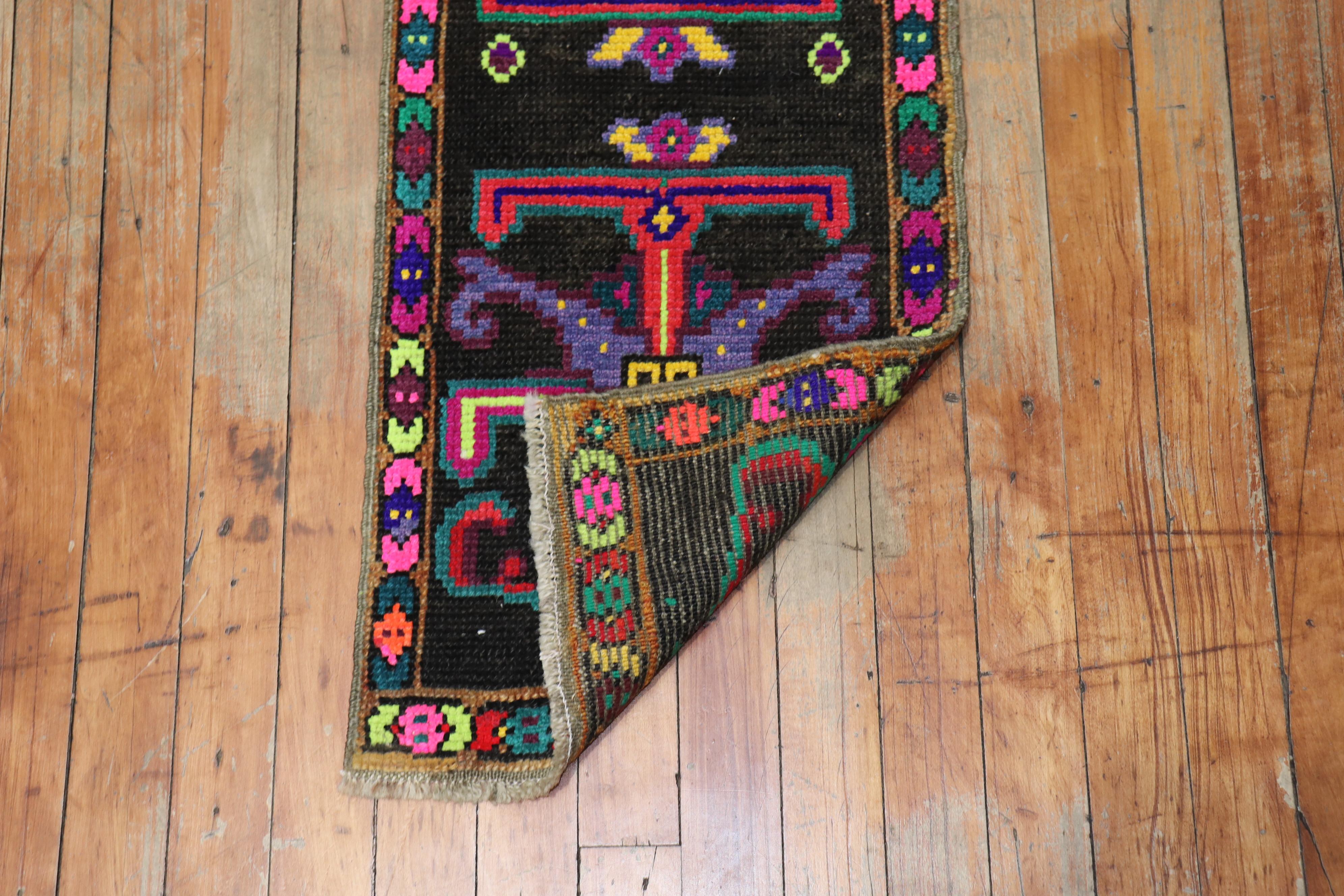 Hand-Knotted Mini Vintage Anatolian Turkish Colorful Rug For Sale