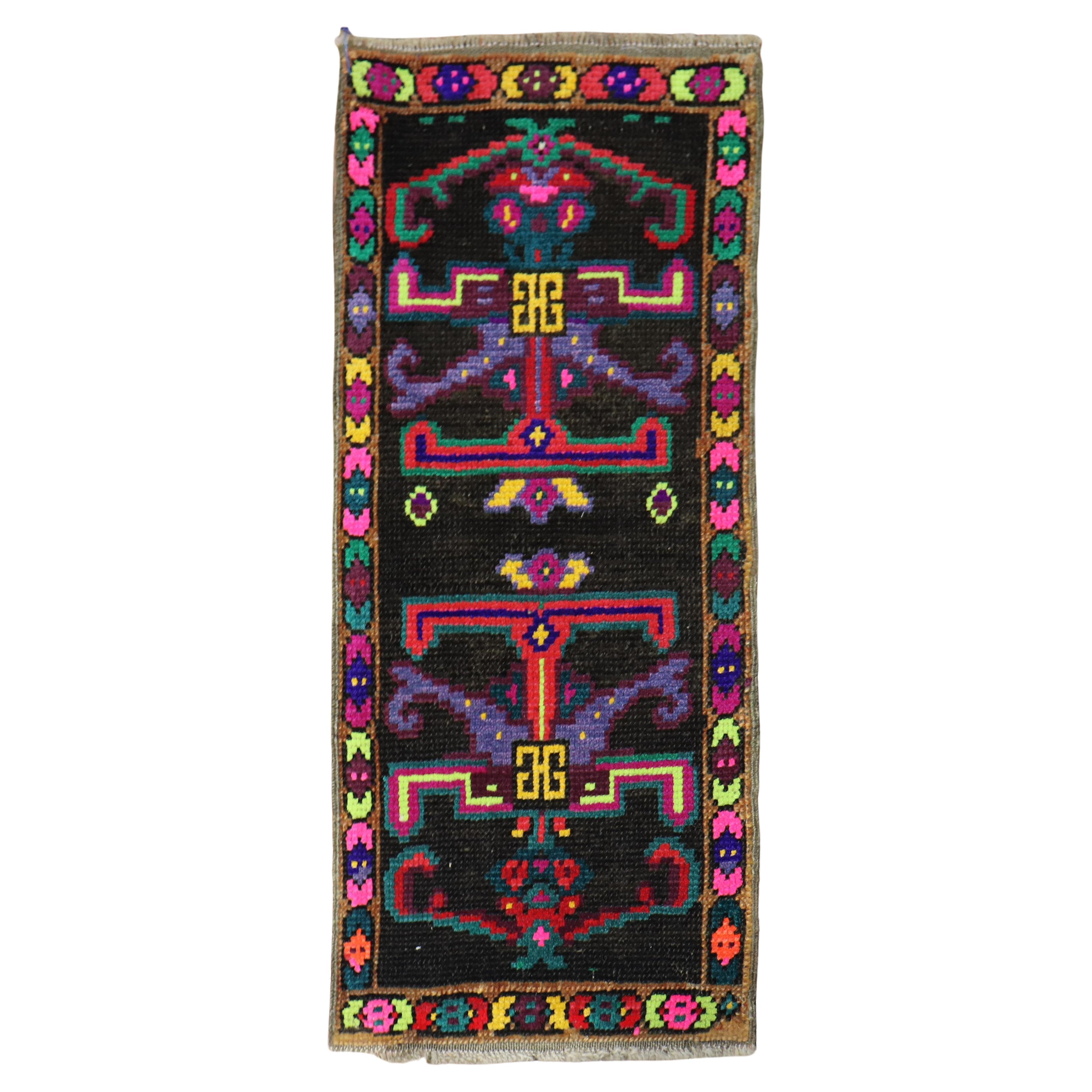 Mini Vintage Anatolian Turkish Colorful Rug For Sale