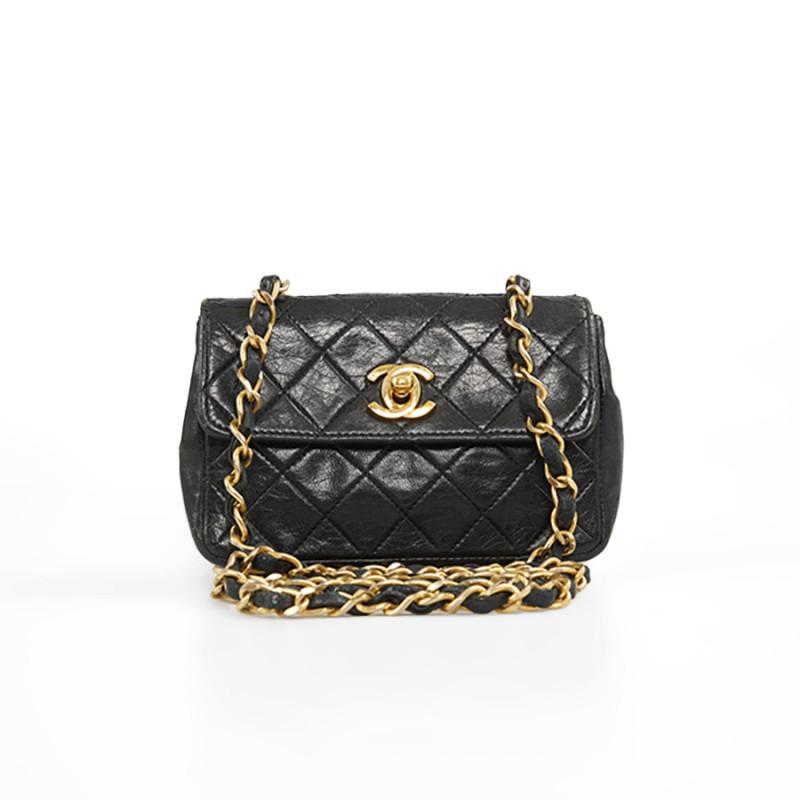 Beige Mini Vintage Timeless Chanel Leather Bag For Sale