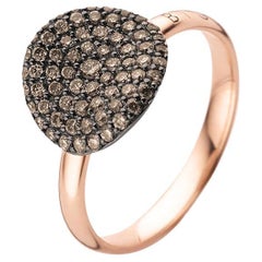 Mini Waves Ring in 18kt Rose Gold with Brown Diamonds and Black Rhodium