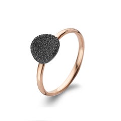 Mini Waves Ring in Rose Gold with Black Diamonds and Black Rhodium