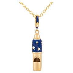 Mini Whistle Necklace Blue Enamel