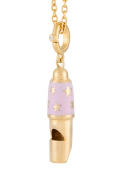 Mini Whistle Necklace Pink Enamel