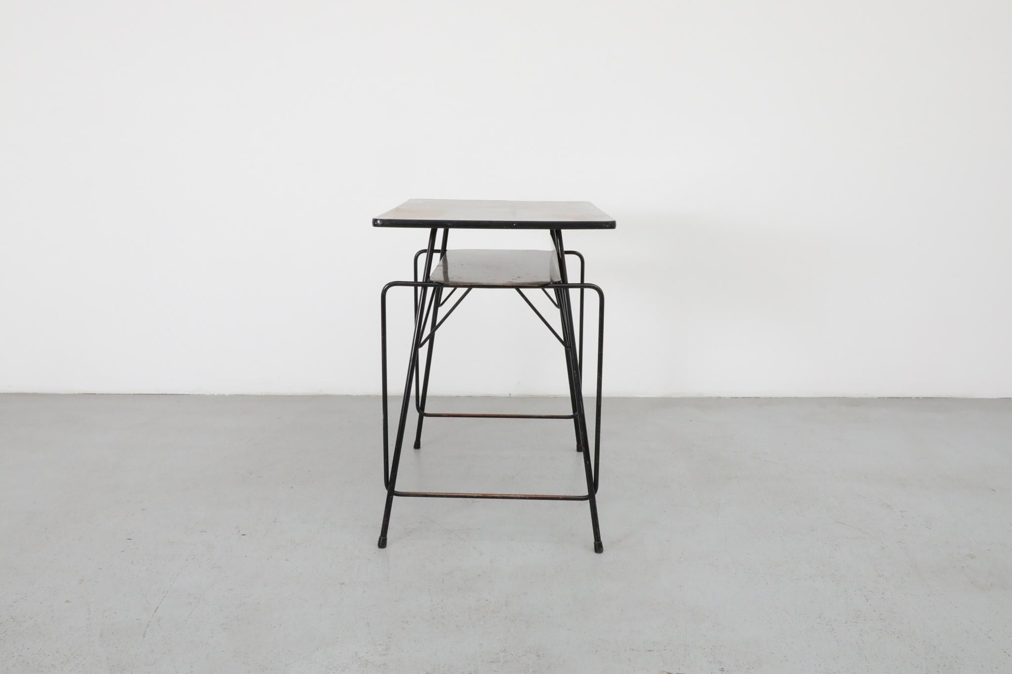 Mid-Century Modern Mini Willy Van Der Meeren Writing Desks for Tubax with Black Base and Black Edge For Sale