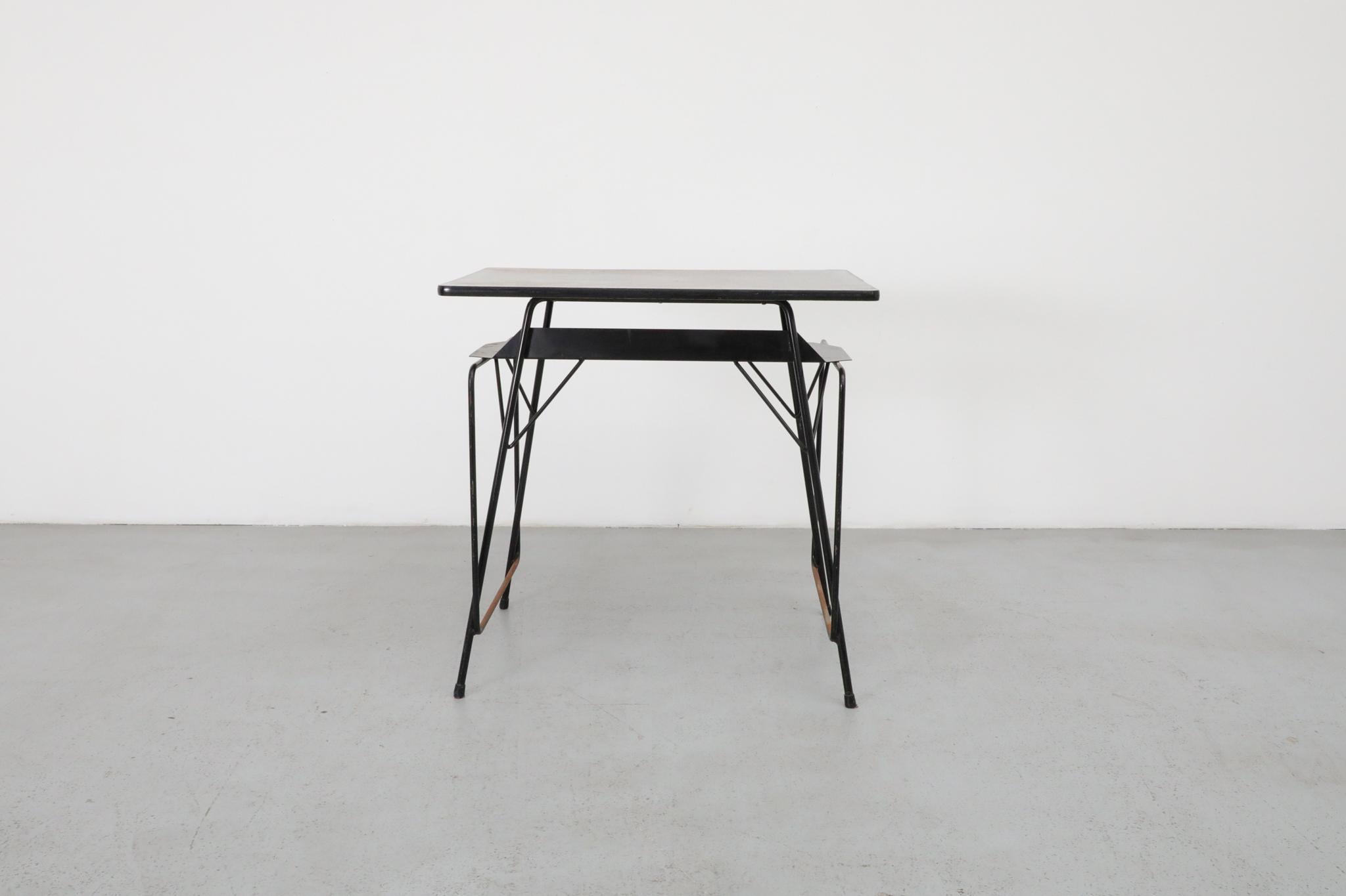 Enameled Mini Willy Van Der Meeren Writing Desks for Tubax with Black Base and Black Edge For Sale