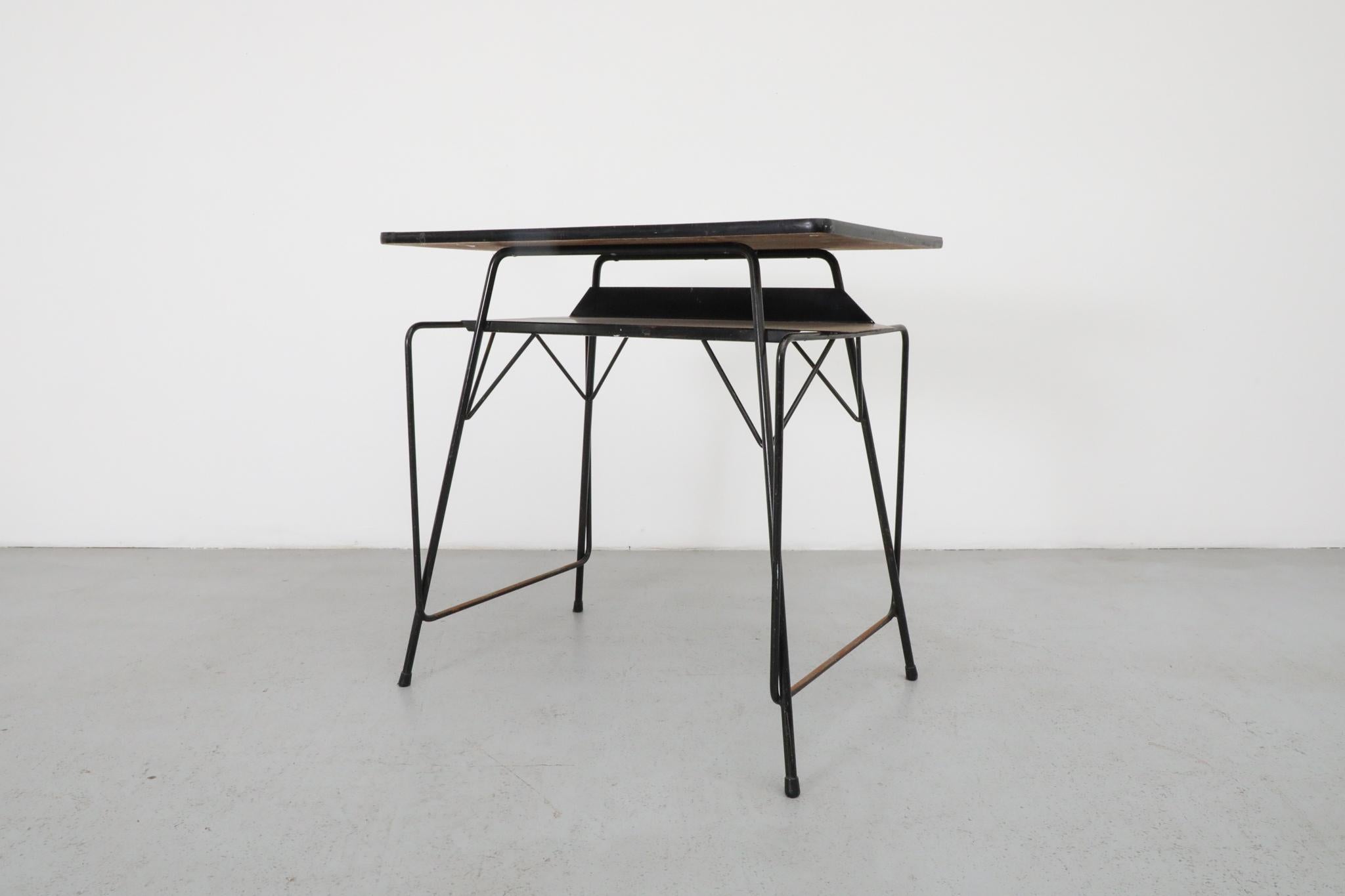 Formica Mini Willy Van Der Meeren Writing Desks for Tubax with Black Base and Black Edge For Sale