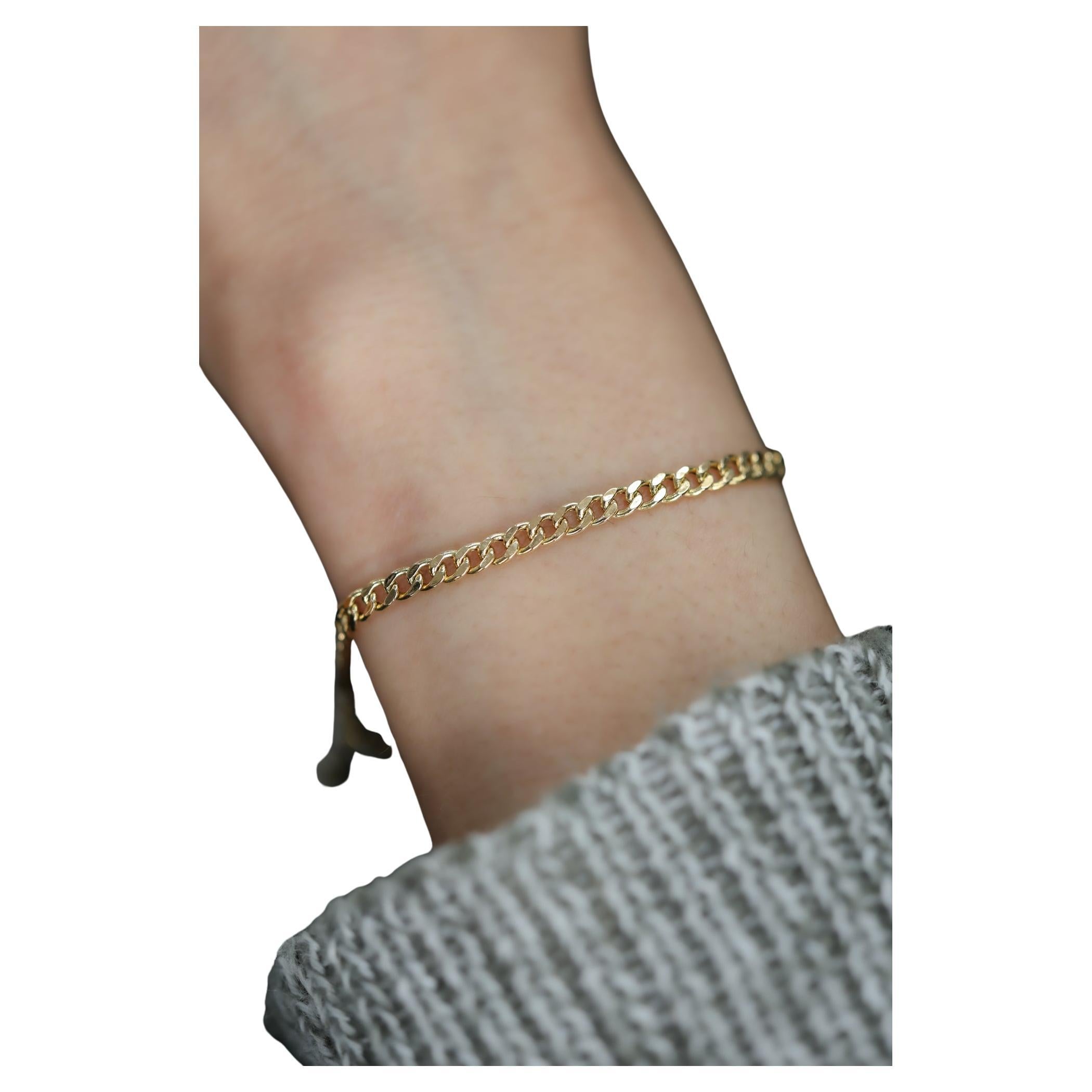 Mini Yellow Gold Cuban Bracelet For Sale