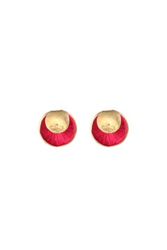 Mini Yoko Earrings in Cherry Red Silk & 24k Vermeil Gold by Katerina Makriyianni