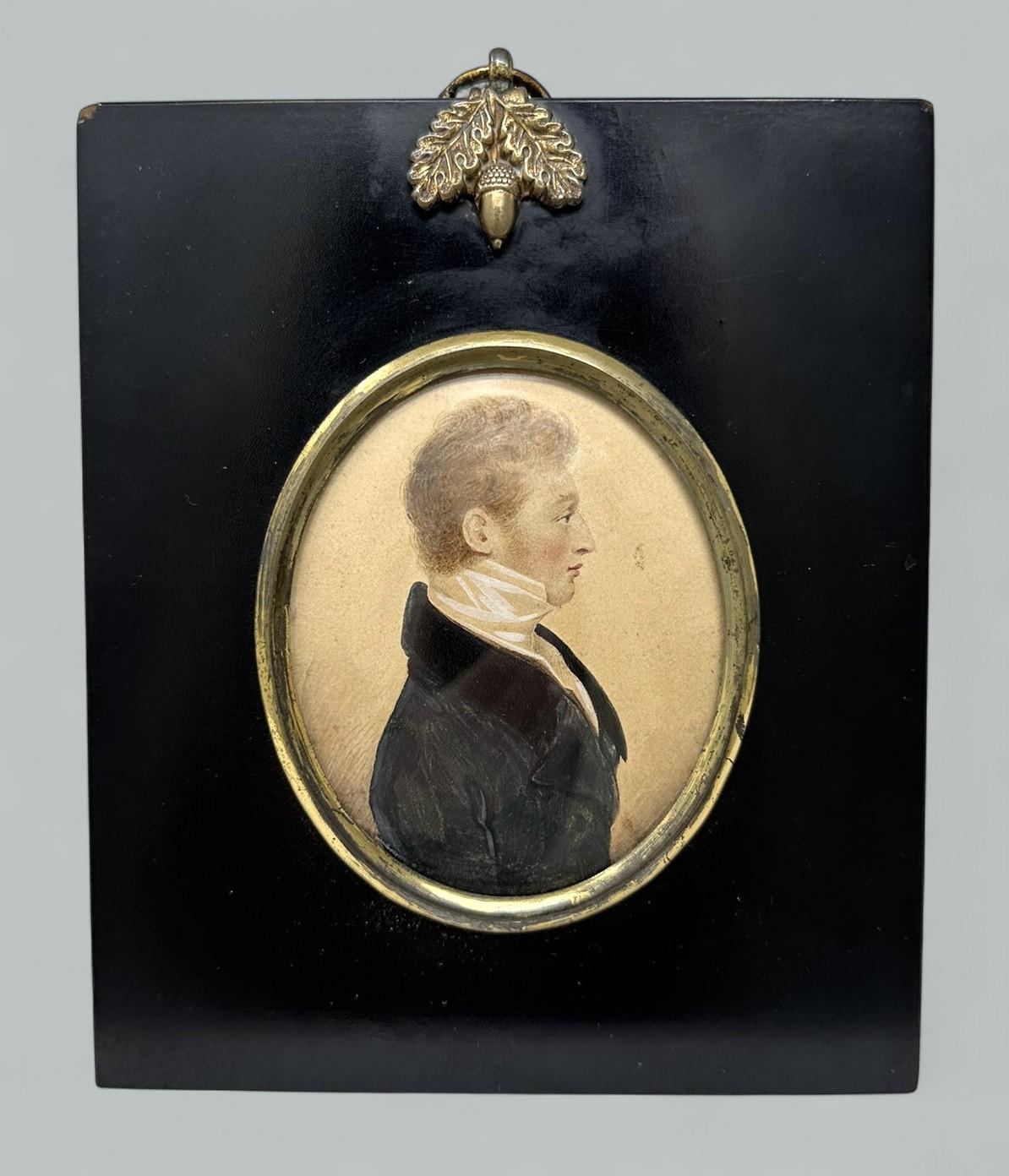 Miniatur Georgian Portrait Gentleman Aquarell Frederick Buck Irish Cork Künstler (Irisch) im Angebot