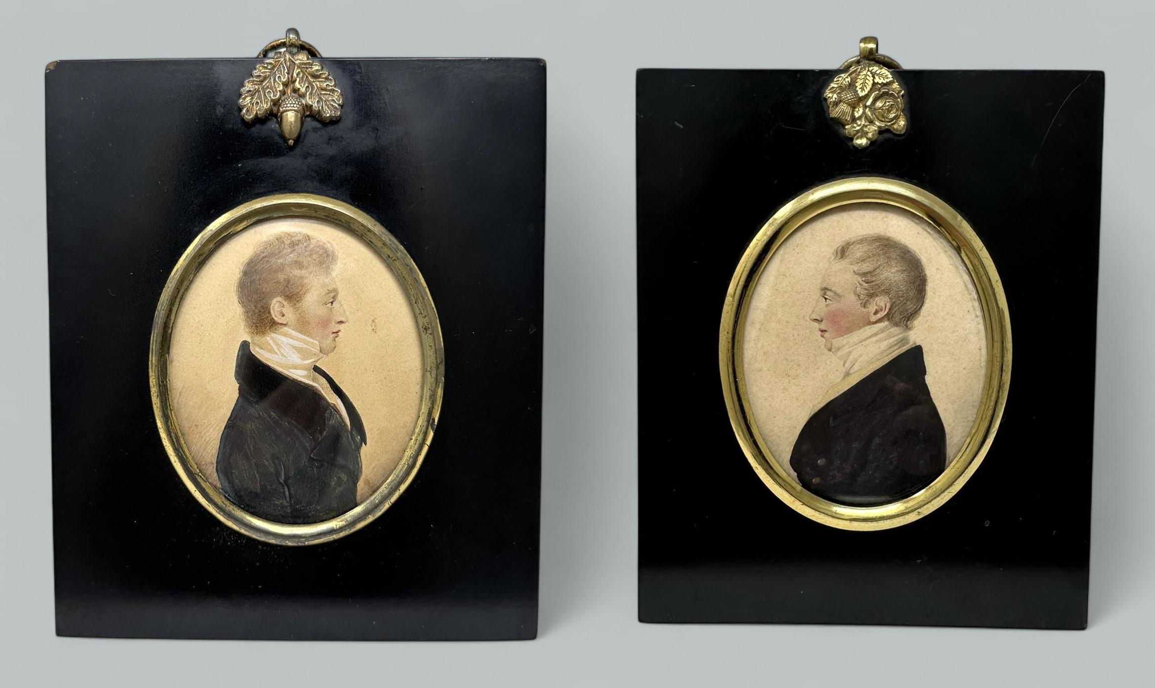 Miniatur Georgian Portrait Gentleman Aquarell Frederick Buck Irish Cork Künstler (Leinwand) im Angebot
