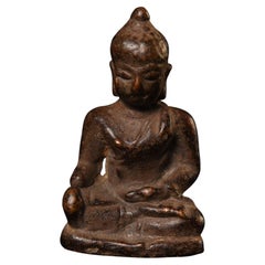 Miniatura di Buddha tailandese in bronzo massiccio del XV-XVI secolo