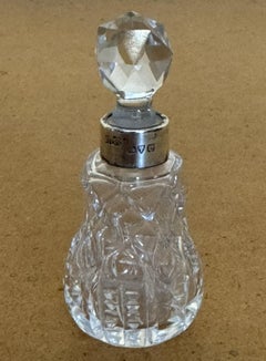 MINIATURE 1891 WILLIAM VALE & SONS CRYSTAL STERLING SiLVER PERFUME SCENT BOTTLE
