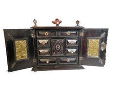 Miniature 18th Century Italian Cabinet With Semi Precious Stones