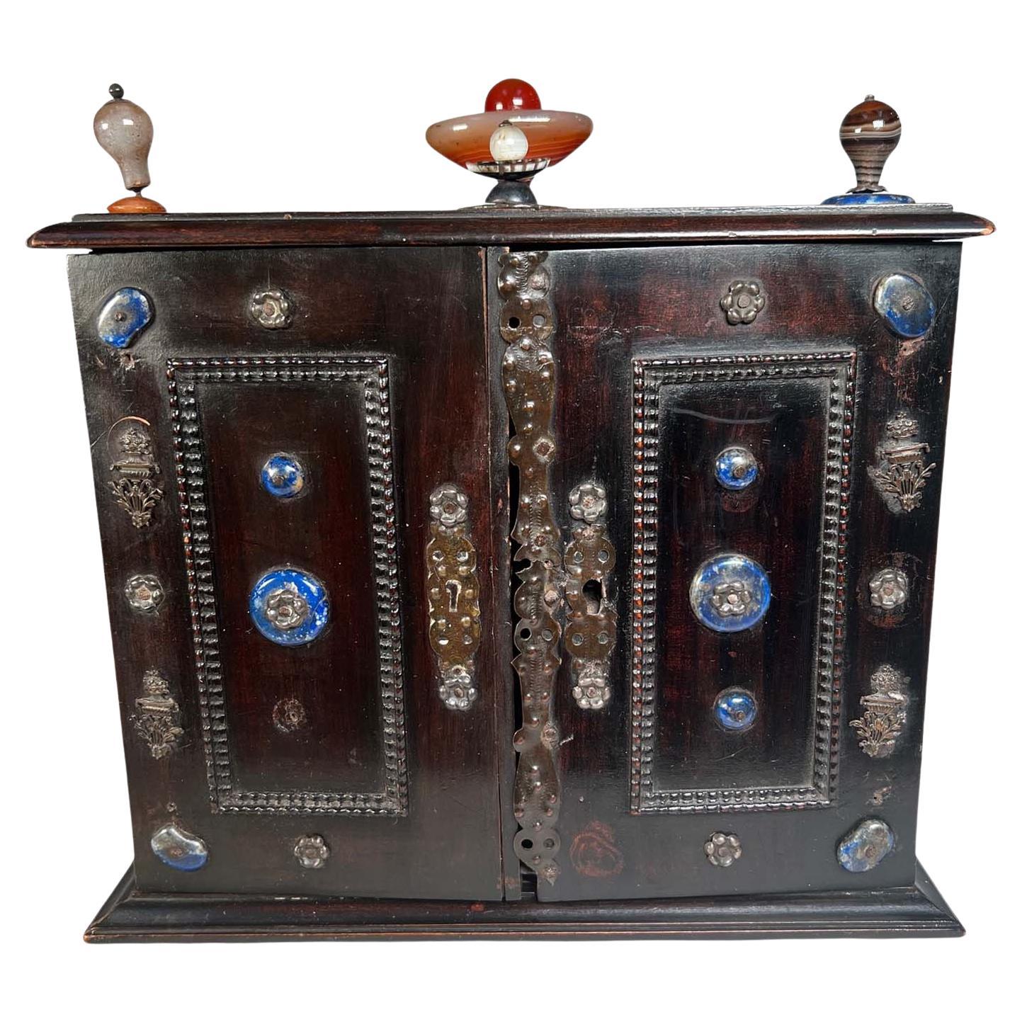 Miniature 18th Century Italian Cabinet With Semi Precious Stones