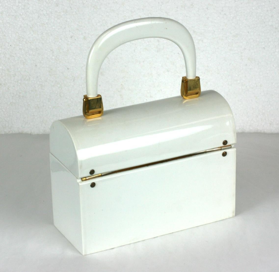 Miniatur-Boxtasche aus Kunststoff aus den 1960er Jahren, Saks Fifth Ave. (Grau) im Angebot