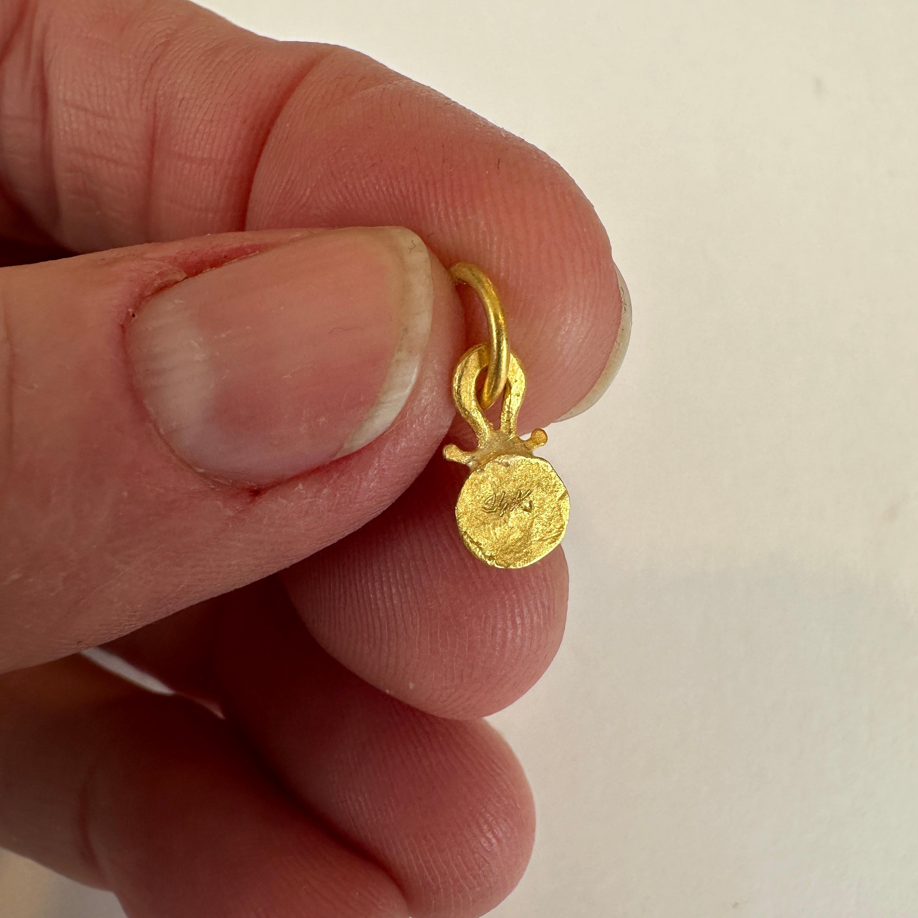 Classical Greek Miniature, 24K Gold and Diamond Layering Charm, 24K Yellow Gold and 0.03ct Diamo For Sale