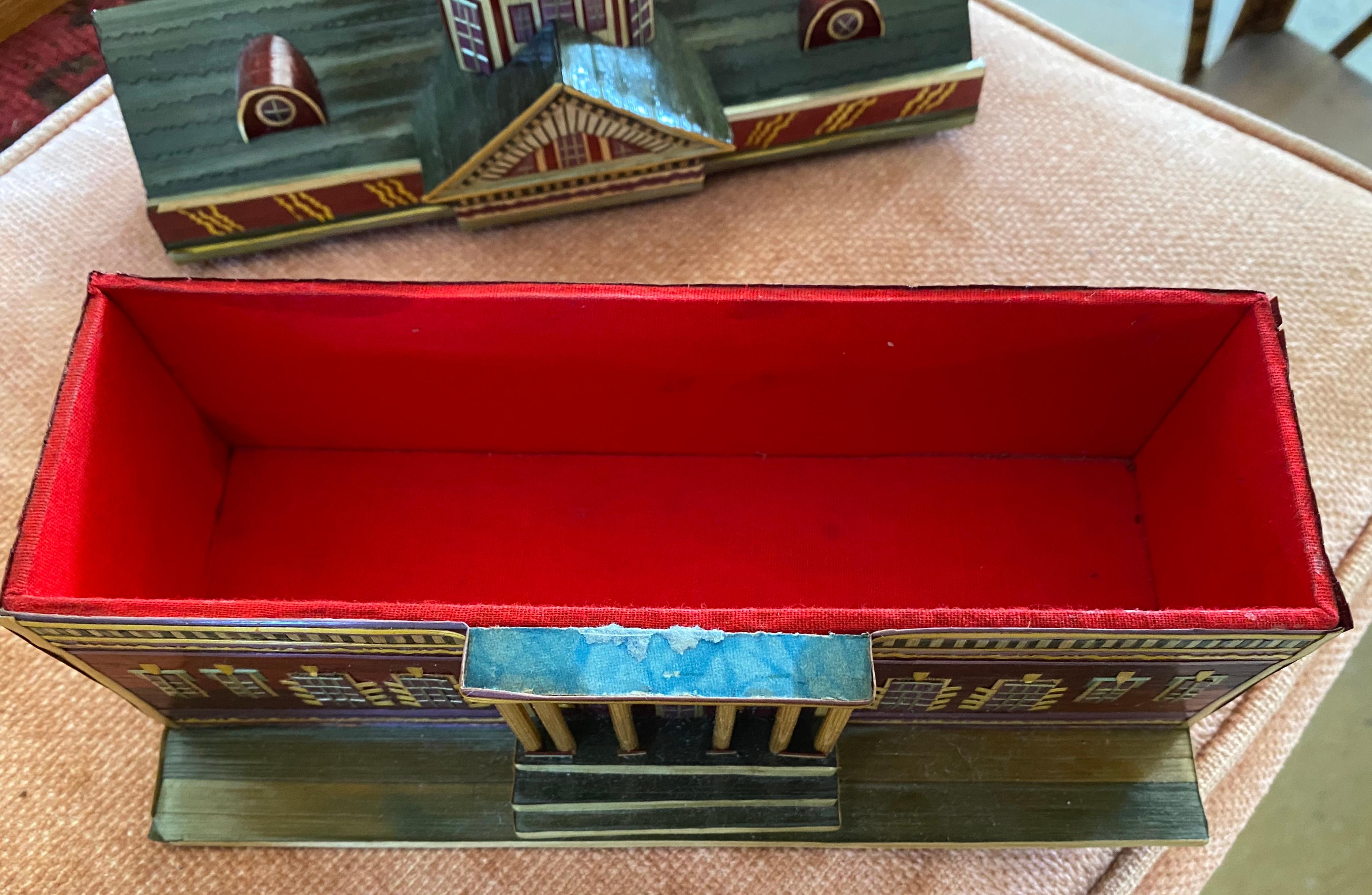 Hand-Painted Miniature Painted House Shaped Stacking Box