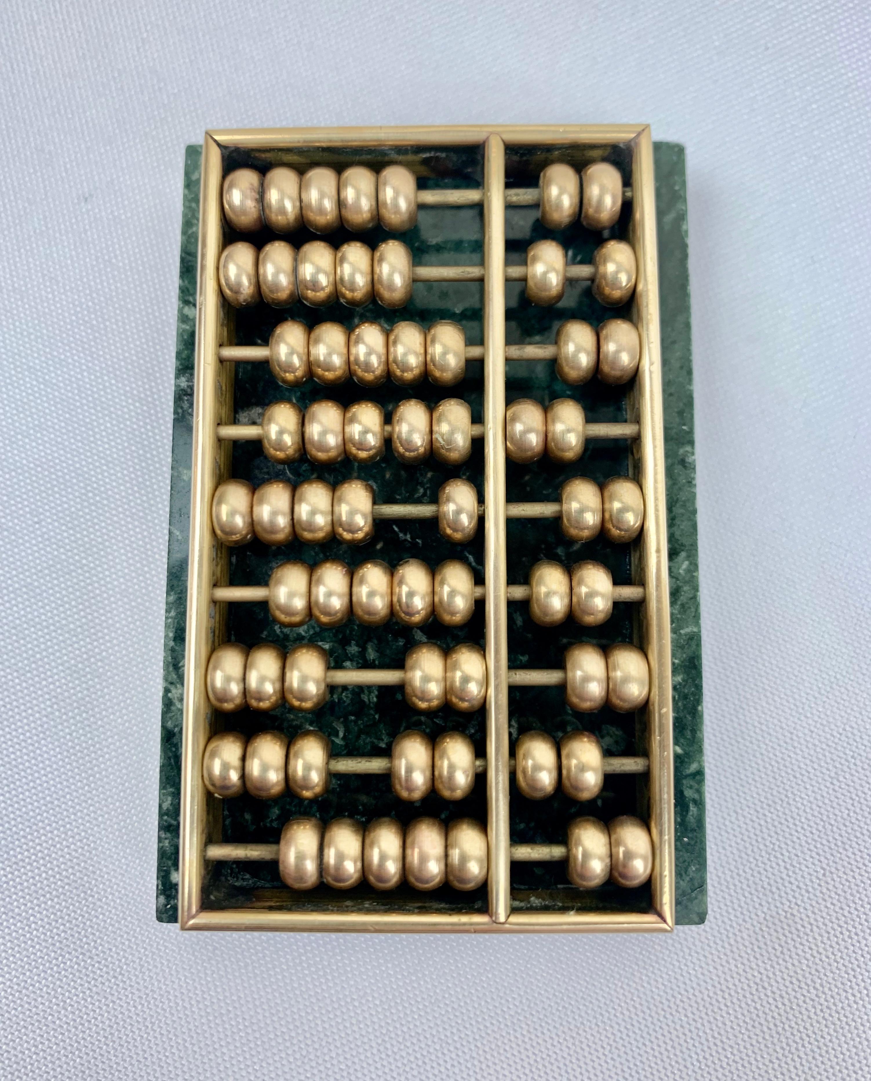 Chinoiserie Miniature Abacus-Green Marble and Brass