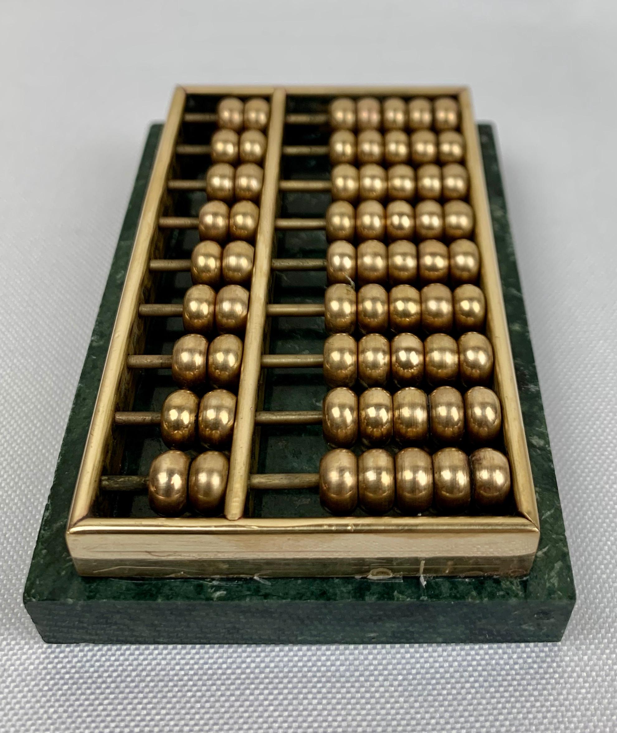 Polished Miniature Abacus-Green Marble and Brass