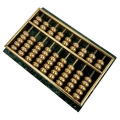 Miniature Abacus-Green Marble and Brass