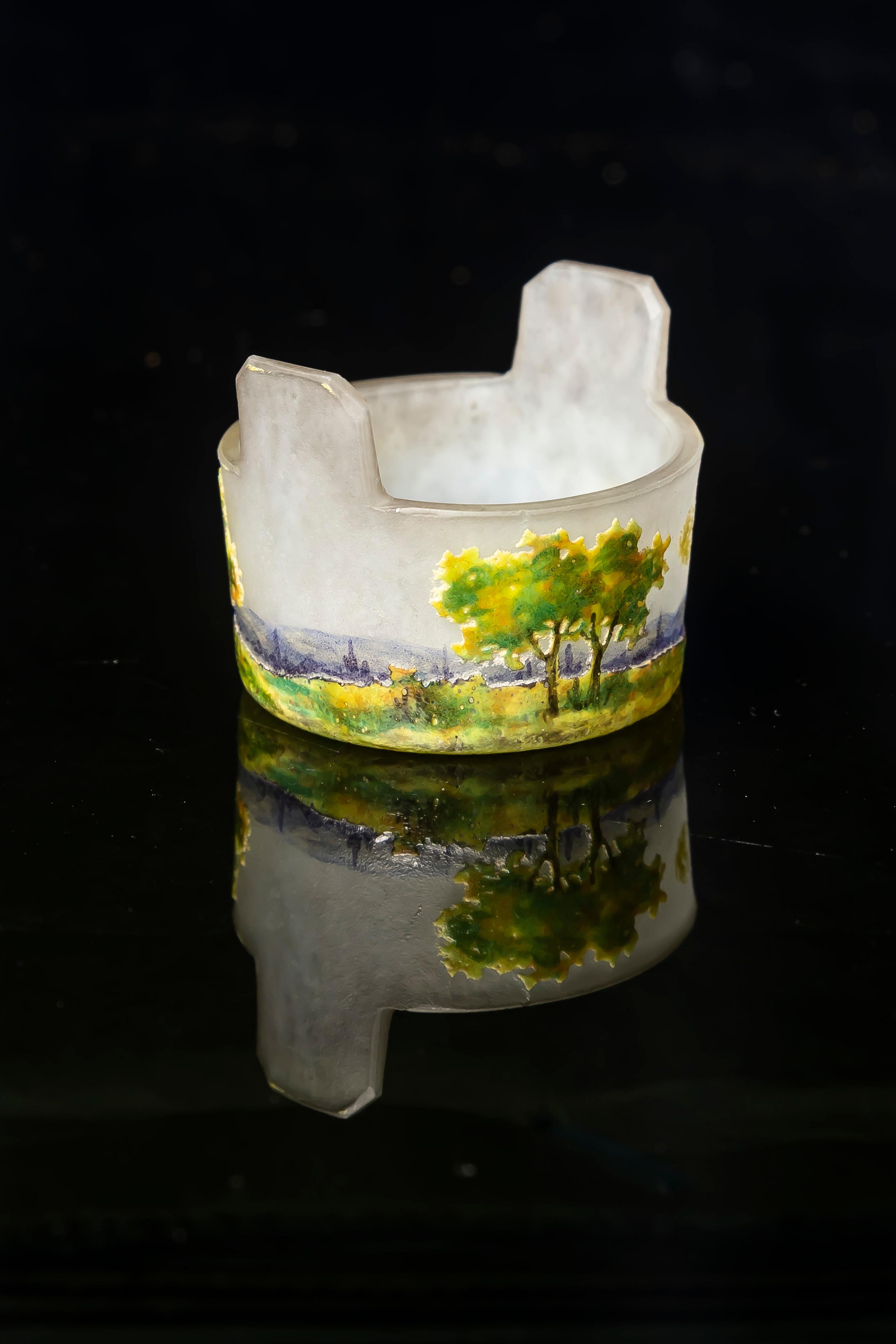 Vaso in miniatura in vetro smaltato all'acido di Daum Nancy, Francia, XX secolo in vendita 3