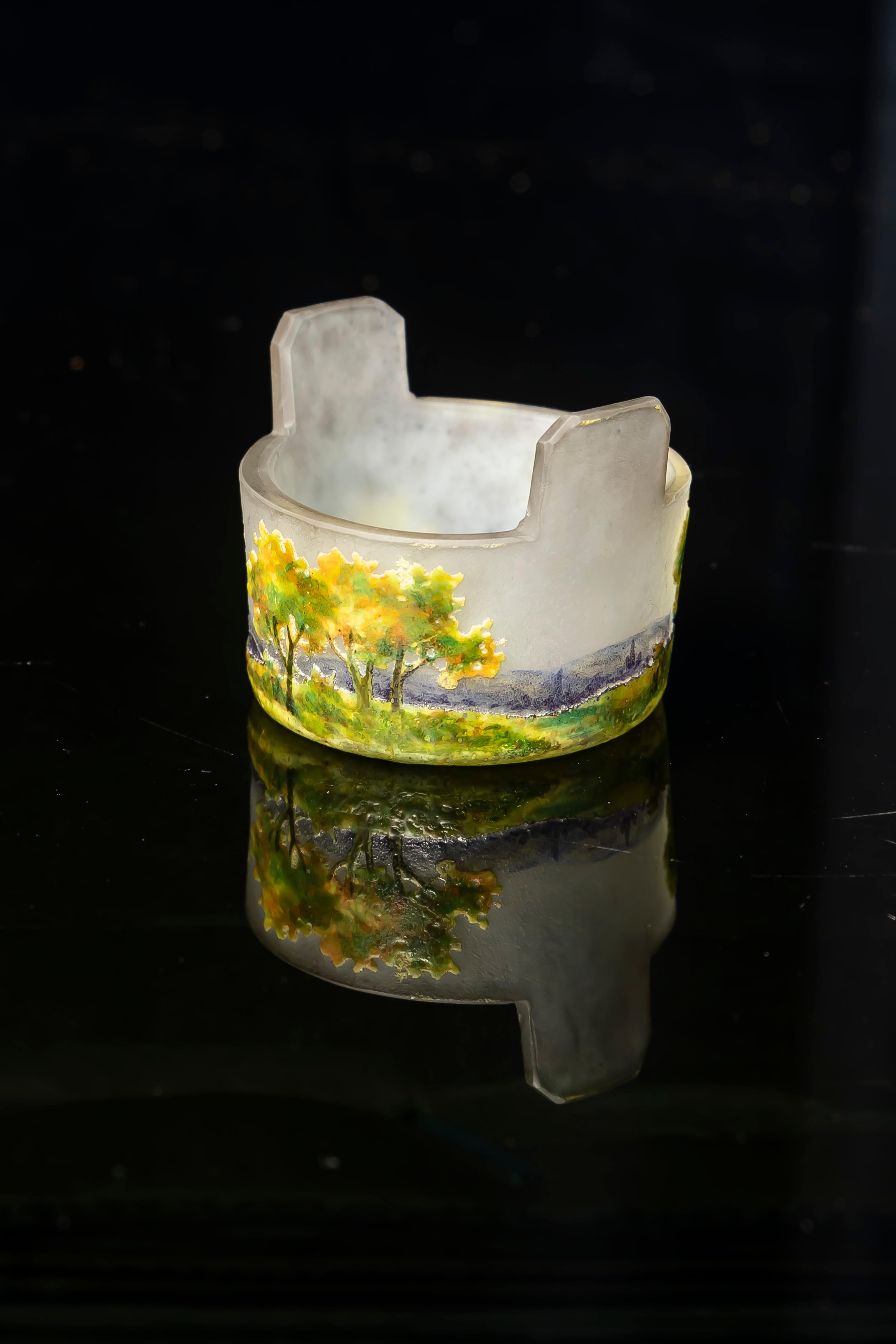 Vaso in miniatura in vetro smaltato all'acido di Daum Nancy, Francia, XX secolo in vendita 1