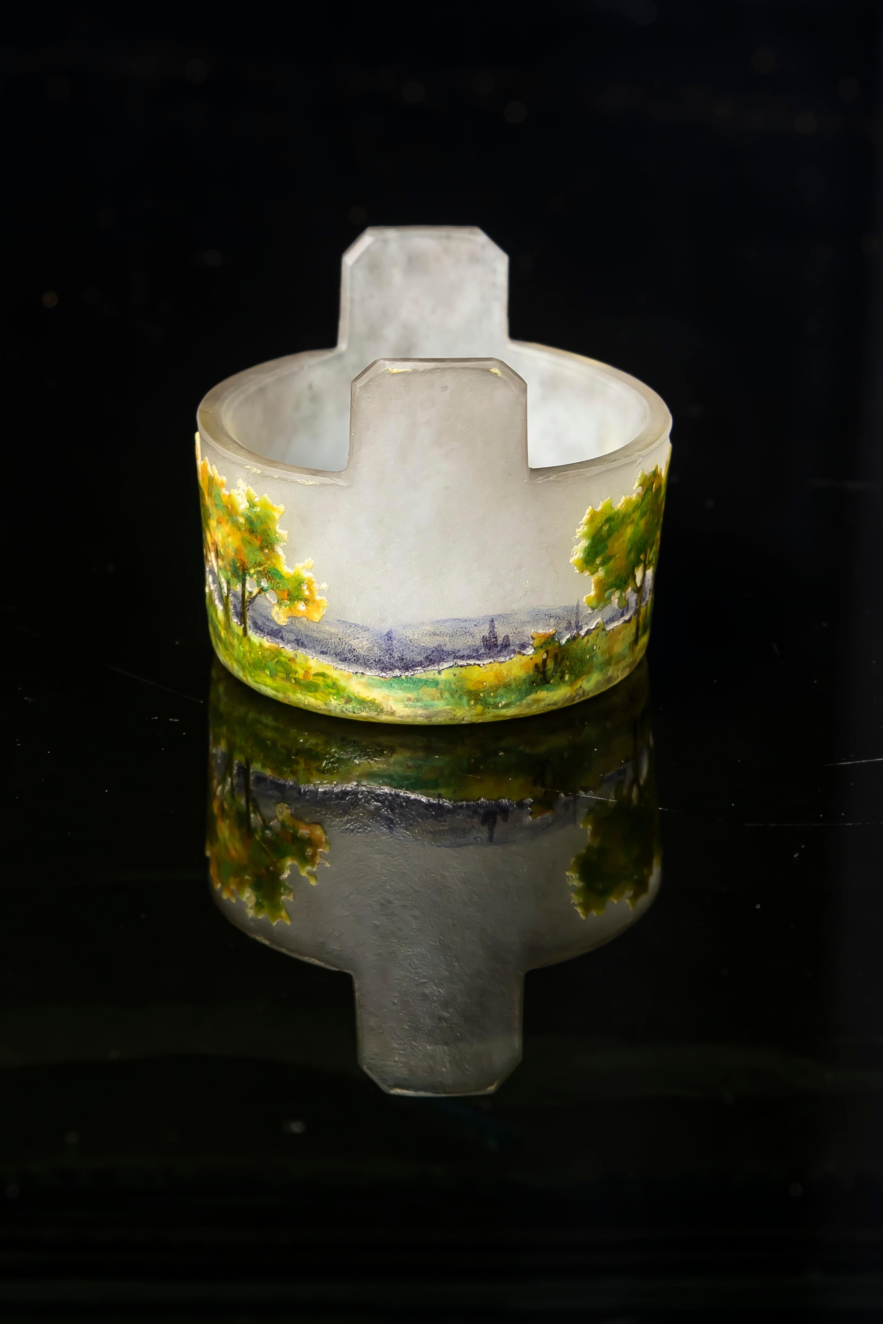 Vaso in miniatura in vetro smaltato all'acido di Daum Nancy, Francia, XX secolo in vendita 2