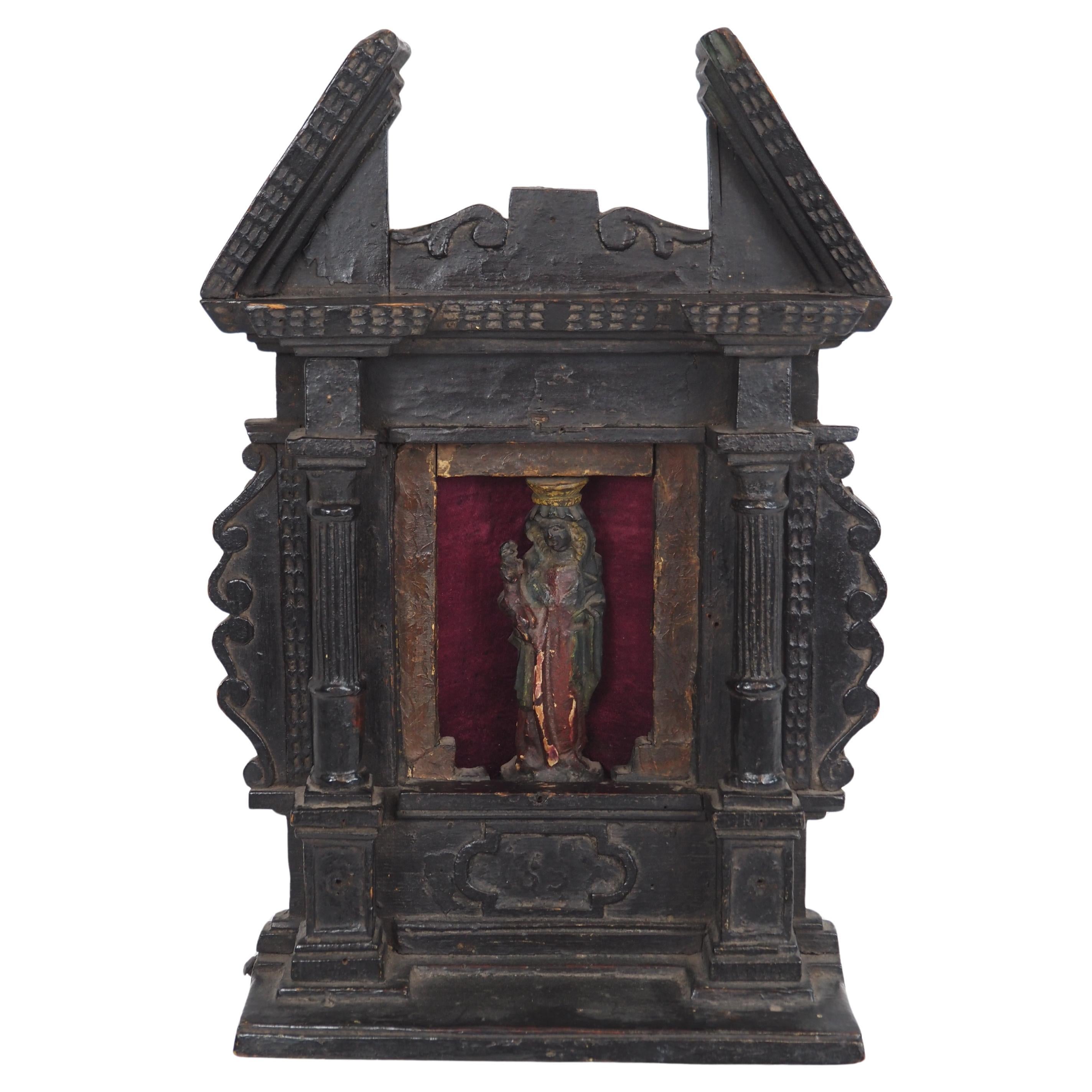 Autel miniature avec Mère Marie et l'enfant Jésus dans le style de la Renaissance, 1657