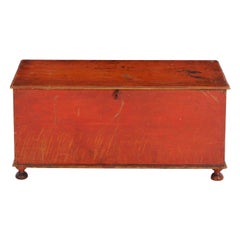Miniature American Red-Painted Antique Blanket Chest, circa 1820-1840