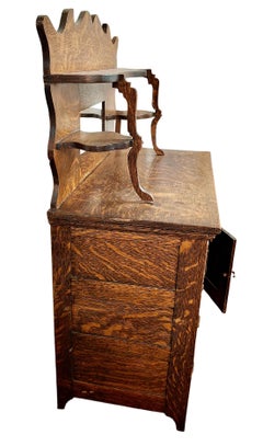 Miniature American Tiger Oak Buffet with Mirror