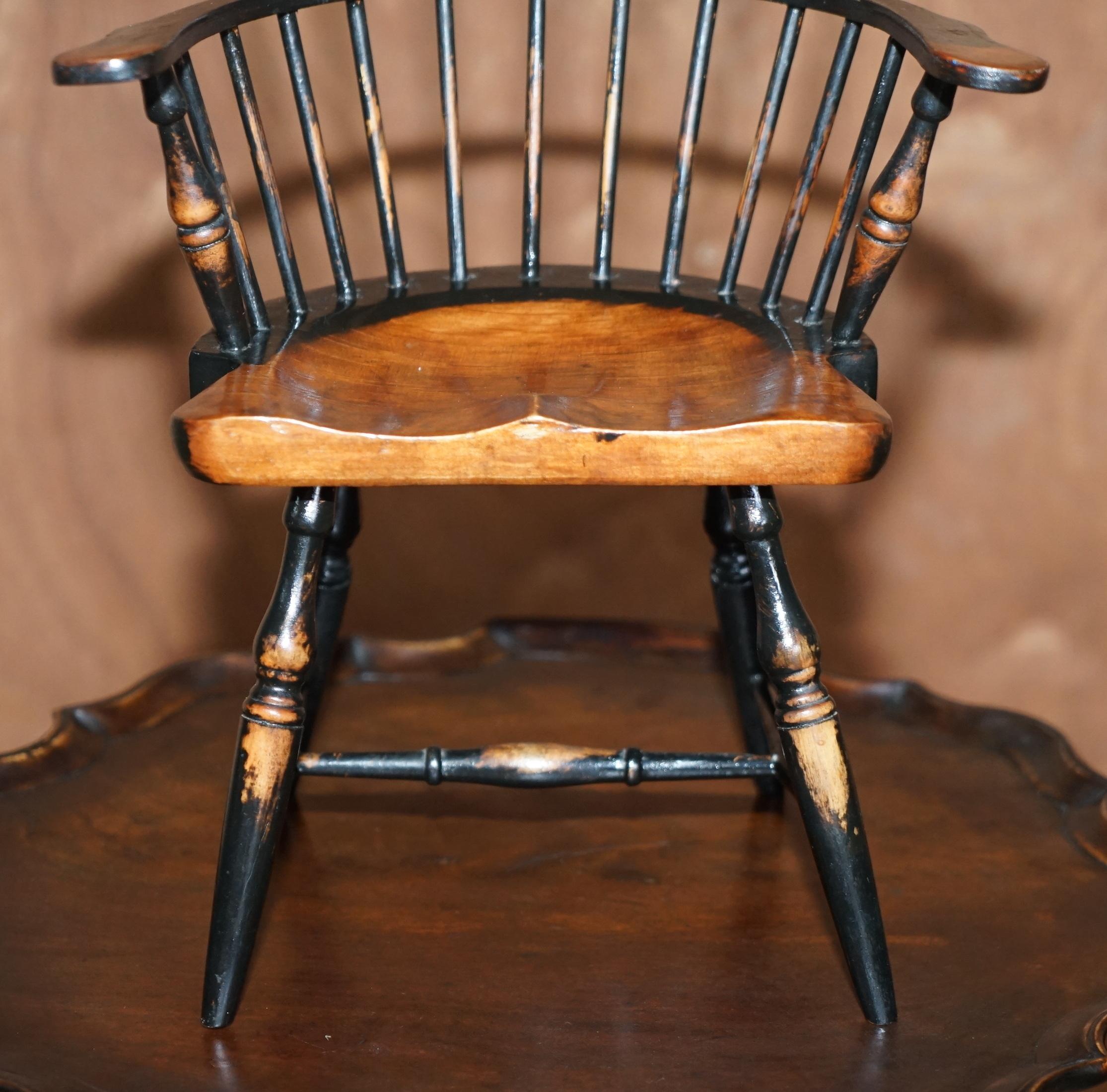 Hand-Crafted Miniature Antique Comb Back Windsor Armchair Based on the 18th Century Design For Sale