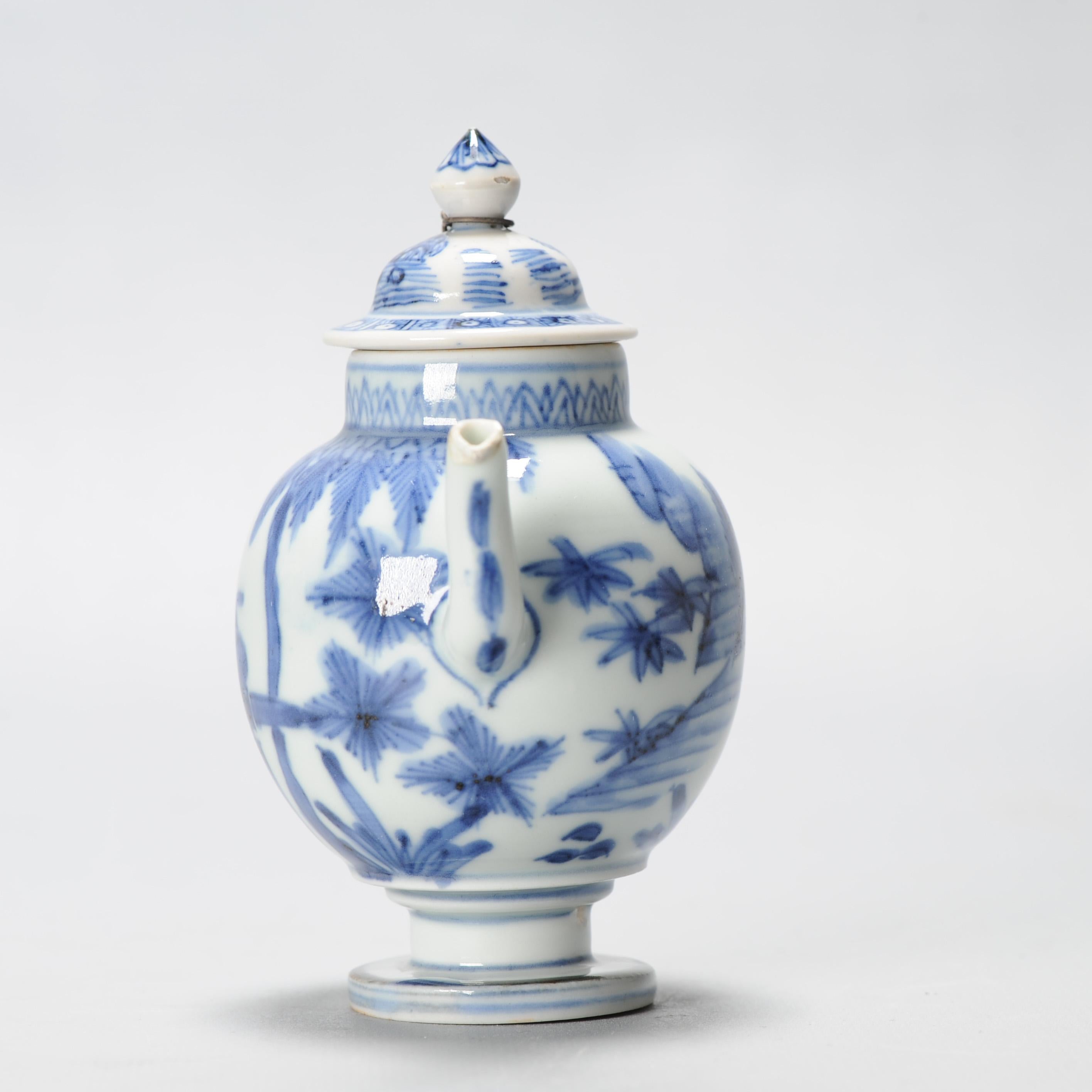 Miniatura antica del periodo Edo Ca 1700 Porcellana giapponese Ewer Blue White in vendita 8