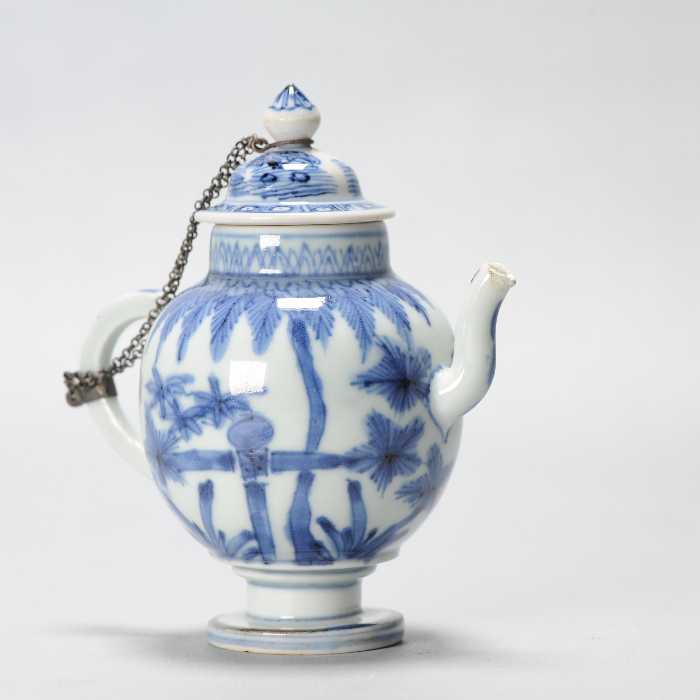 Miniatura antica del periodo Edo Ca 1700 Porcellana giapponese Ewer Blue White in vendita 11