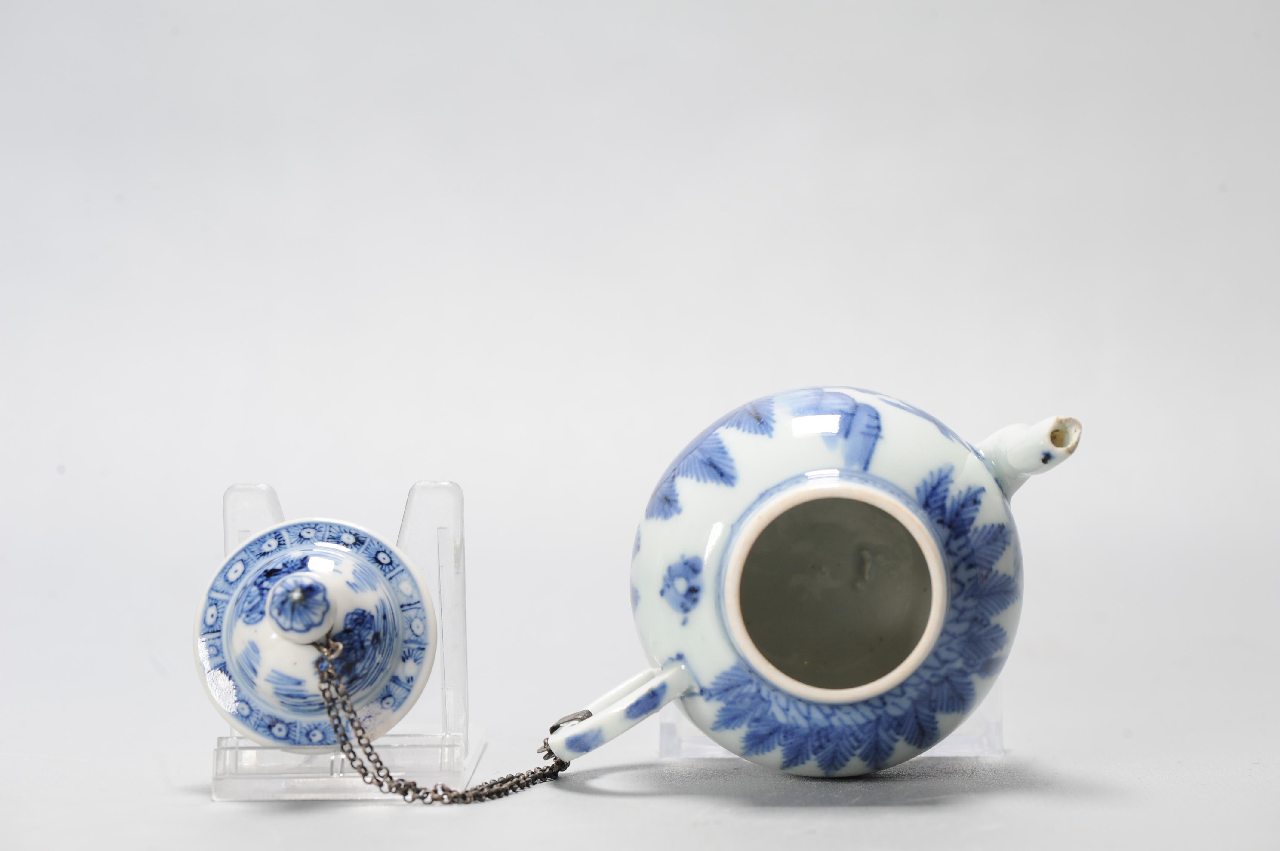 Miniatura antica del periodo Edo Ca 1700 Porcellana giapponese Ewer Blue White in vendita 12