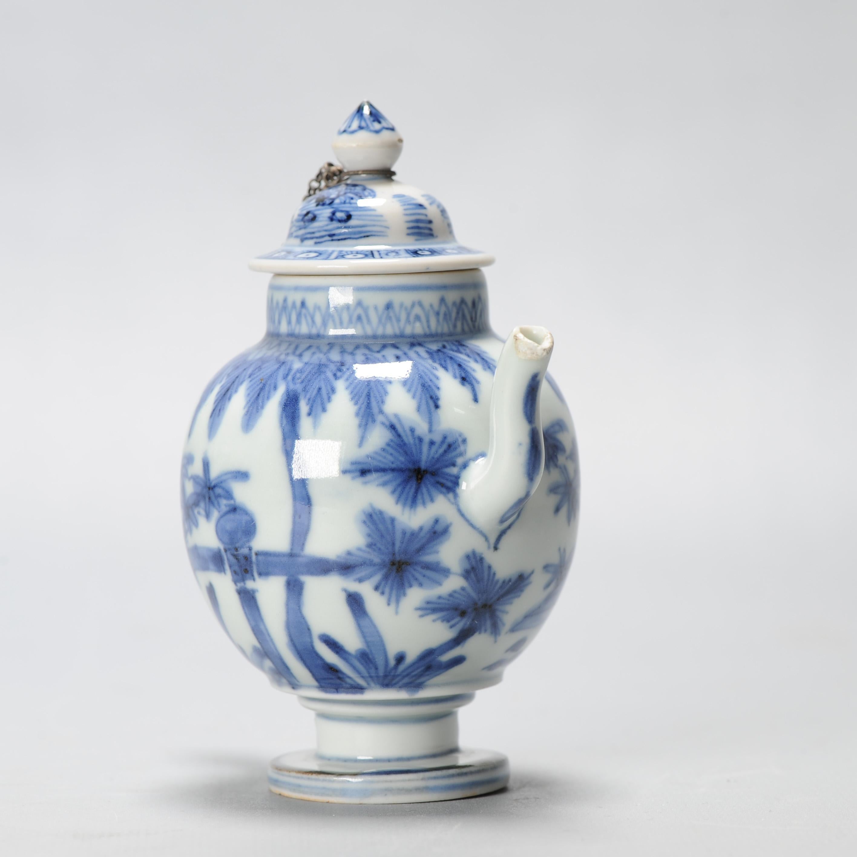 Miniatura antica del periodo Edo Ca 1700 Porcellana giapponese Ewer Blue White in vendita 2