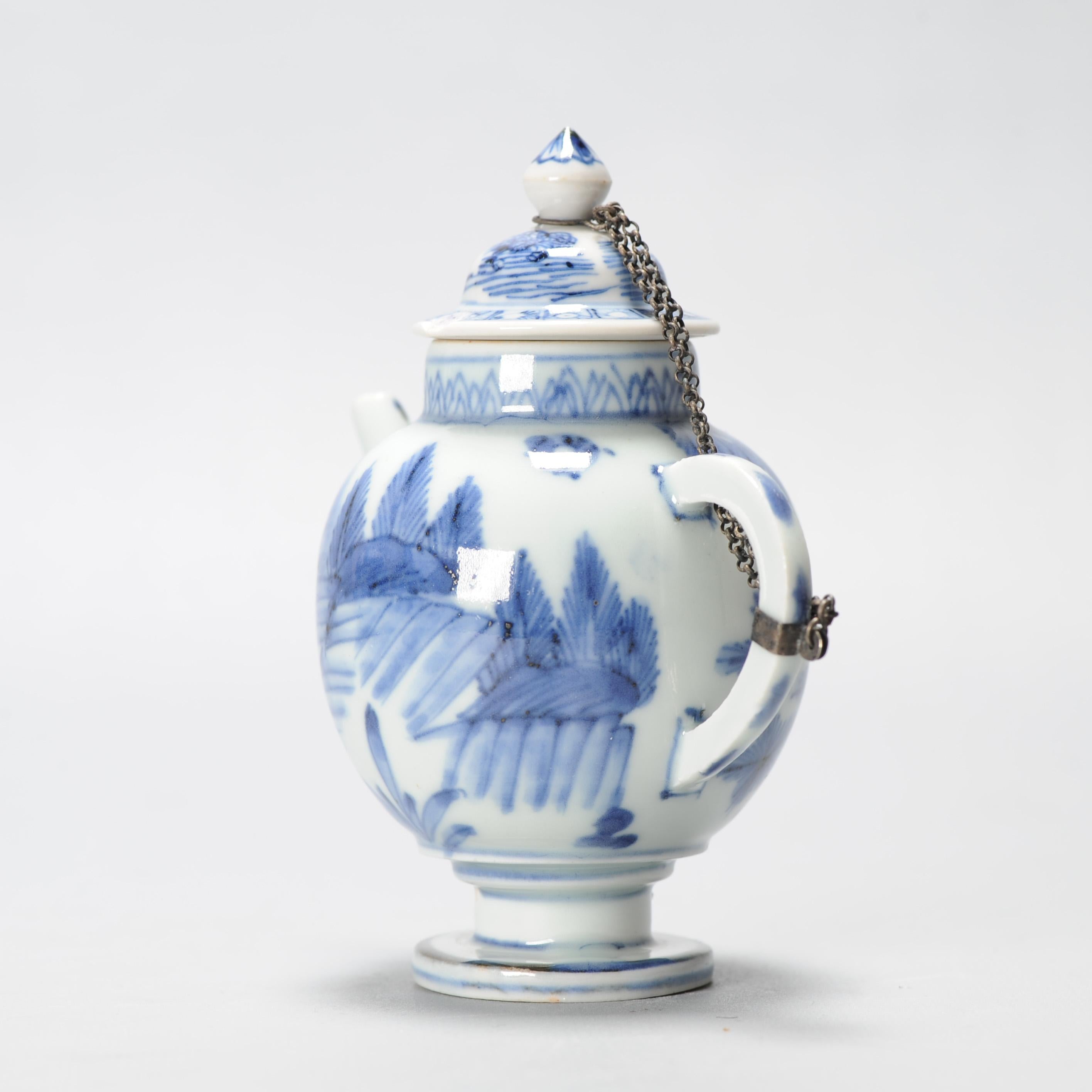 Miniatura antica del periodo Edo Ca 1700 Porcellana giapponese Ewer Blue White in vendita 4