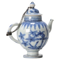 Miniature Antique Edo Period Ca 1700 Japanese Porcelain Ewer Blue White