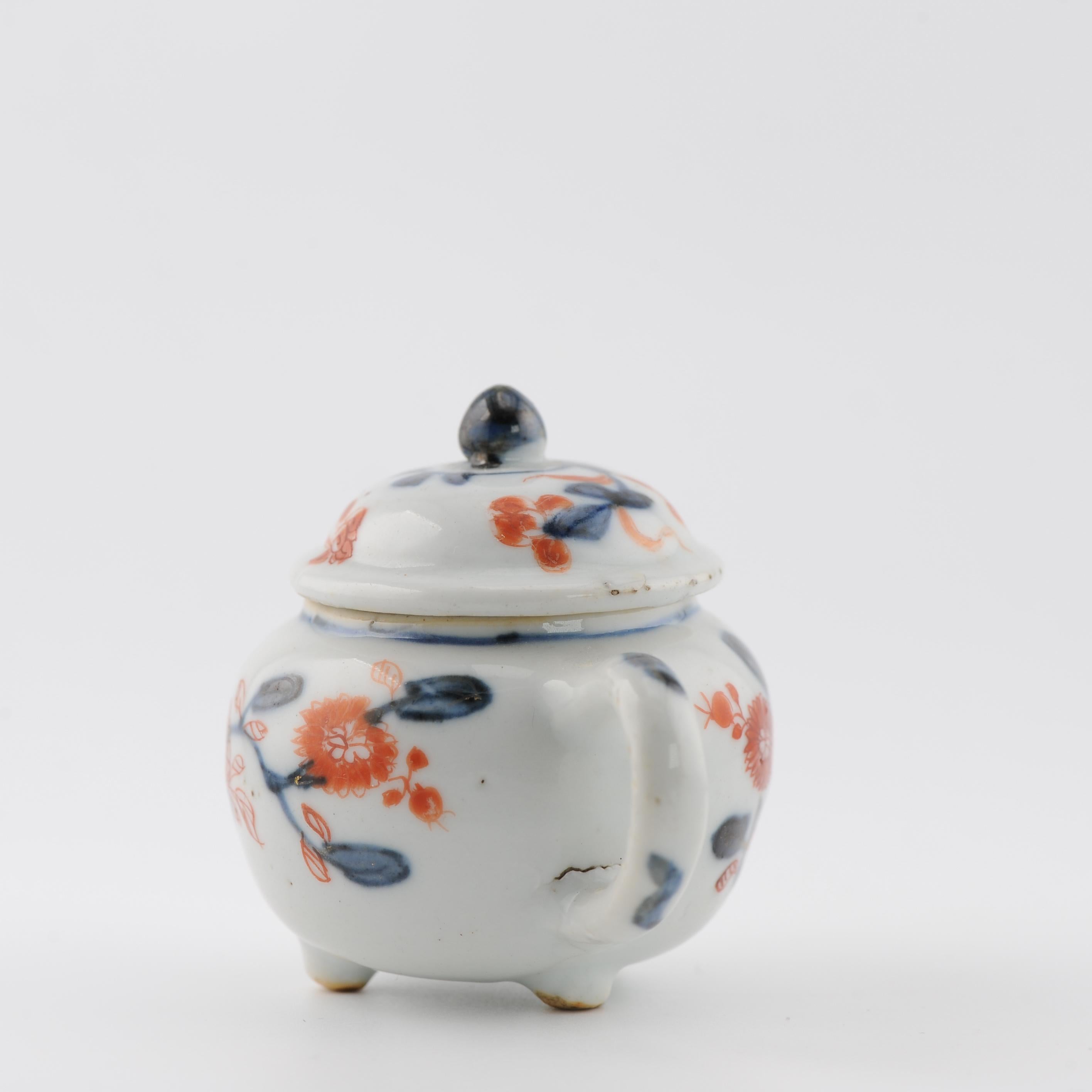 Miniature Antike Edo Periode Ca 1700 Japanisches Porzellan Topf Imari Rot im Angebot 6