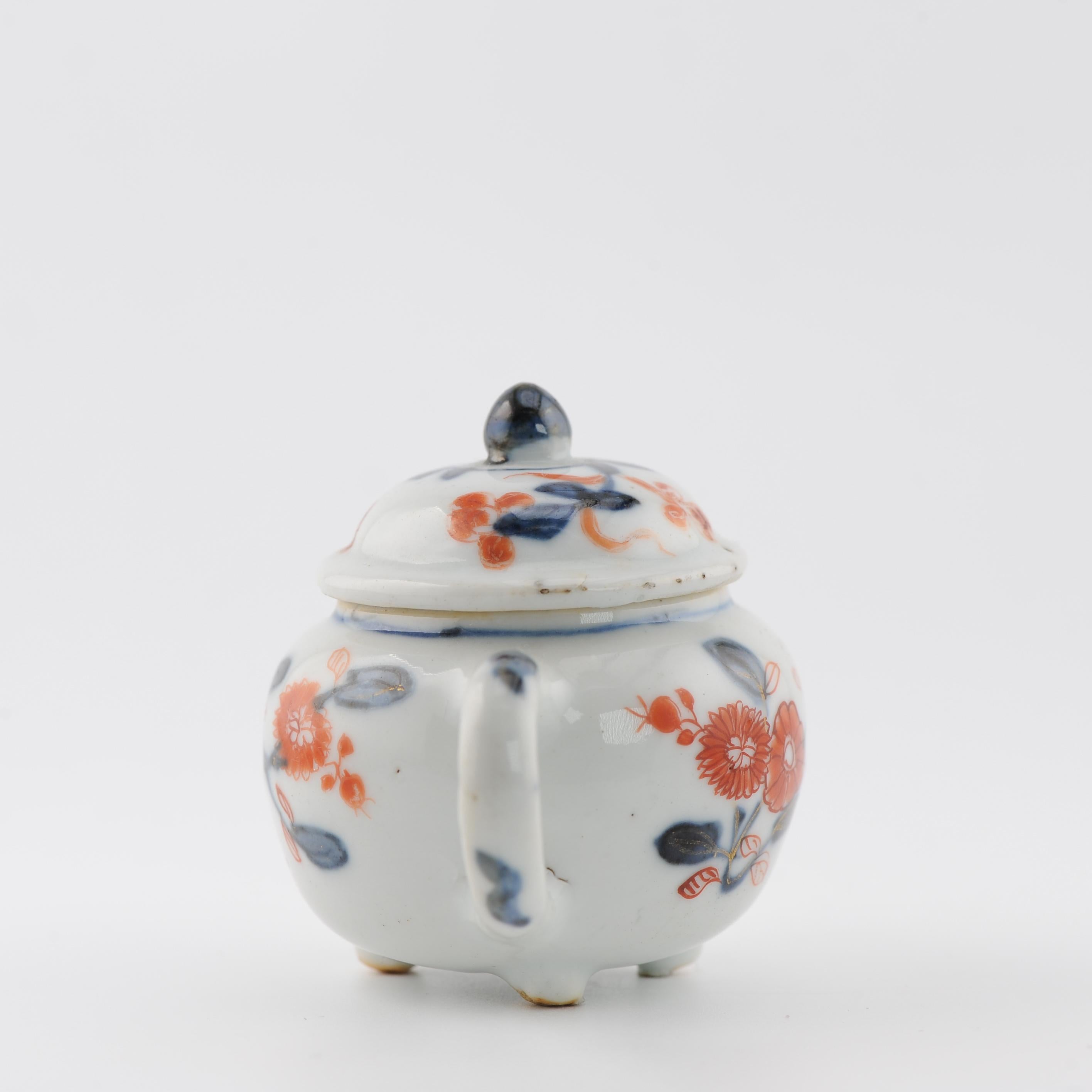 Miniature Antike Edo Periode Ca 1700 Japanisches Porzellan Topf Imari Rot im Angebot 7