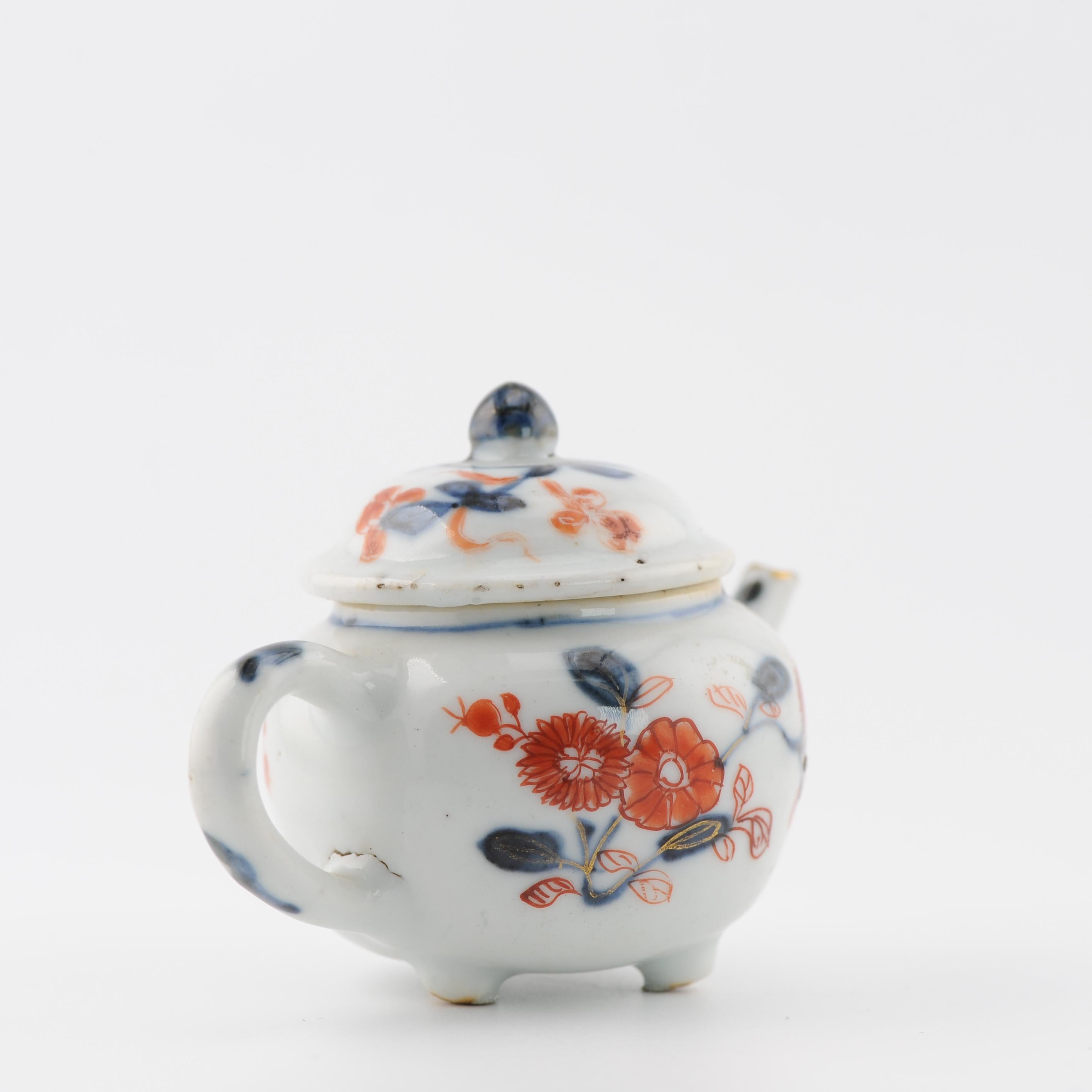Miniature Antike Edo Periode Ca 1700 Japanisches Porzellan Topf Imari Rot im Angebot 8