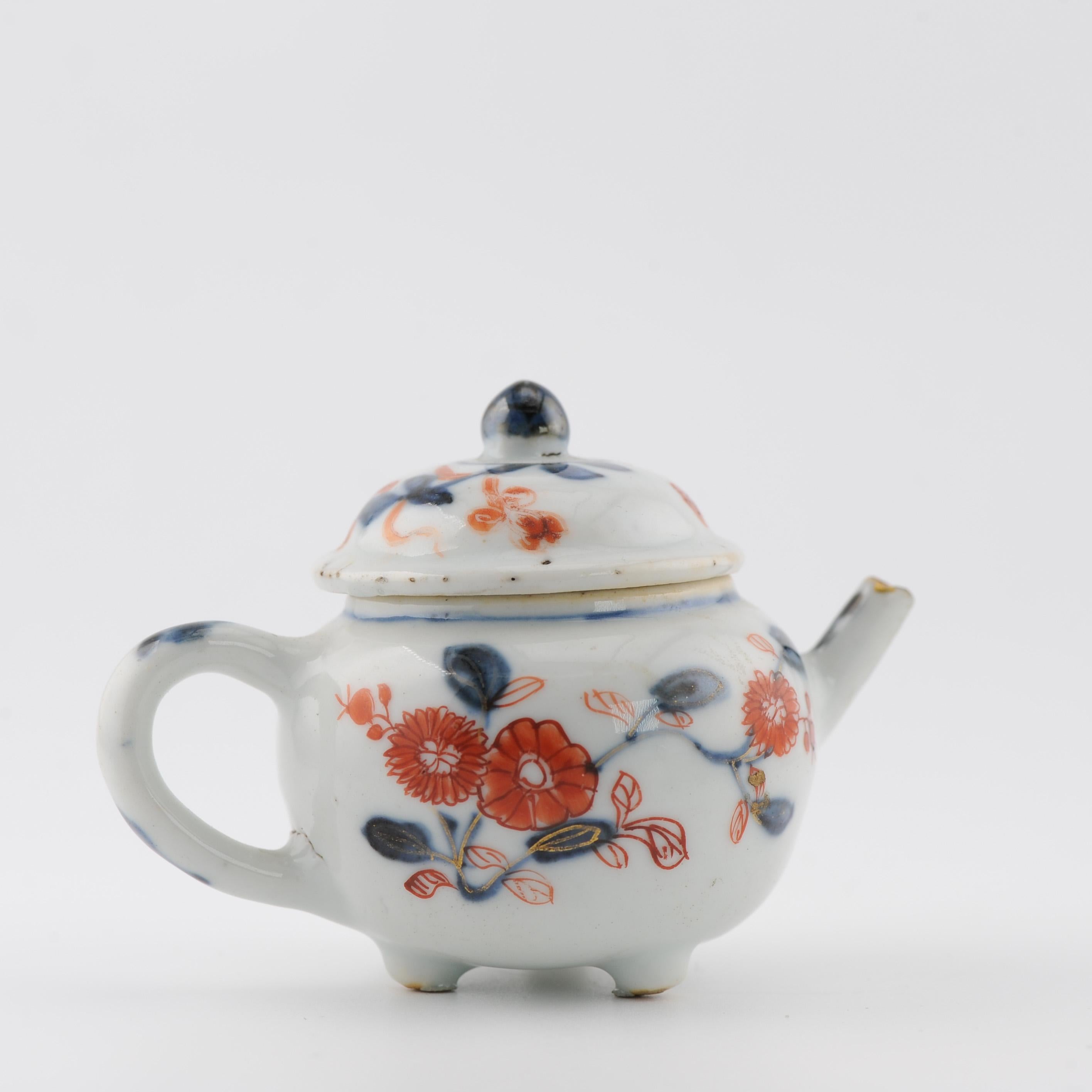 Miniature Antike Edo Periode Ca 1700 Japanisches Porzellan Topf Imari Rot im Angebot 9