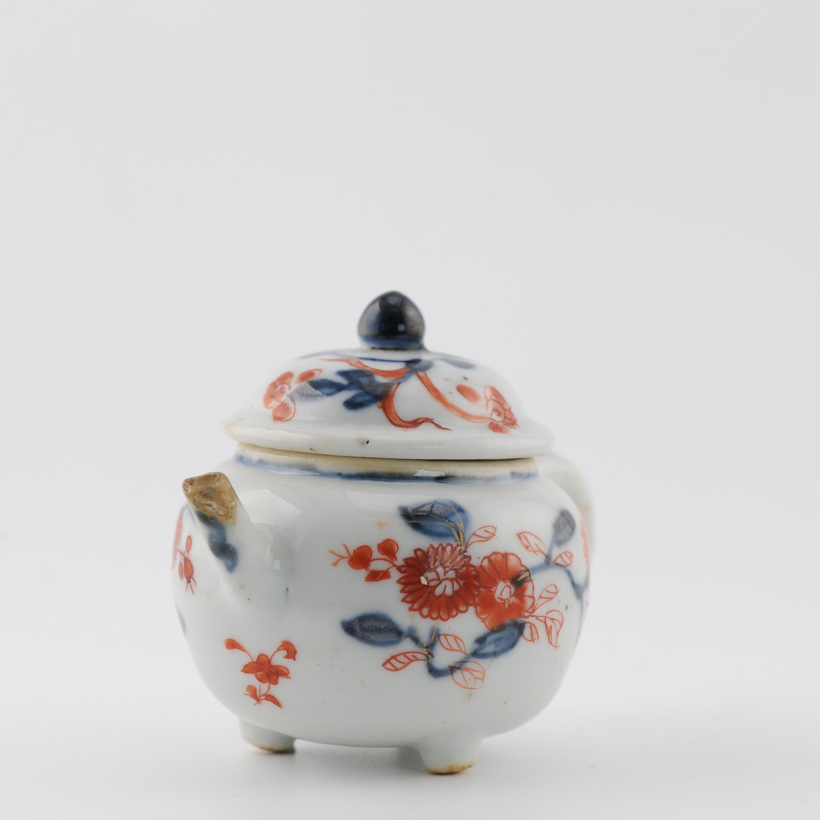 Miniature Antike Edo Periode Ca 1700 Japanisches Porzellan Topf Imari Rot im Angebot 2