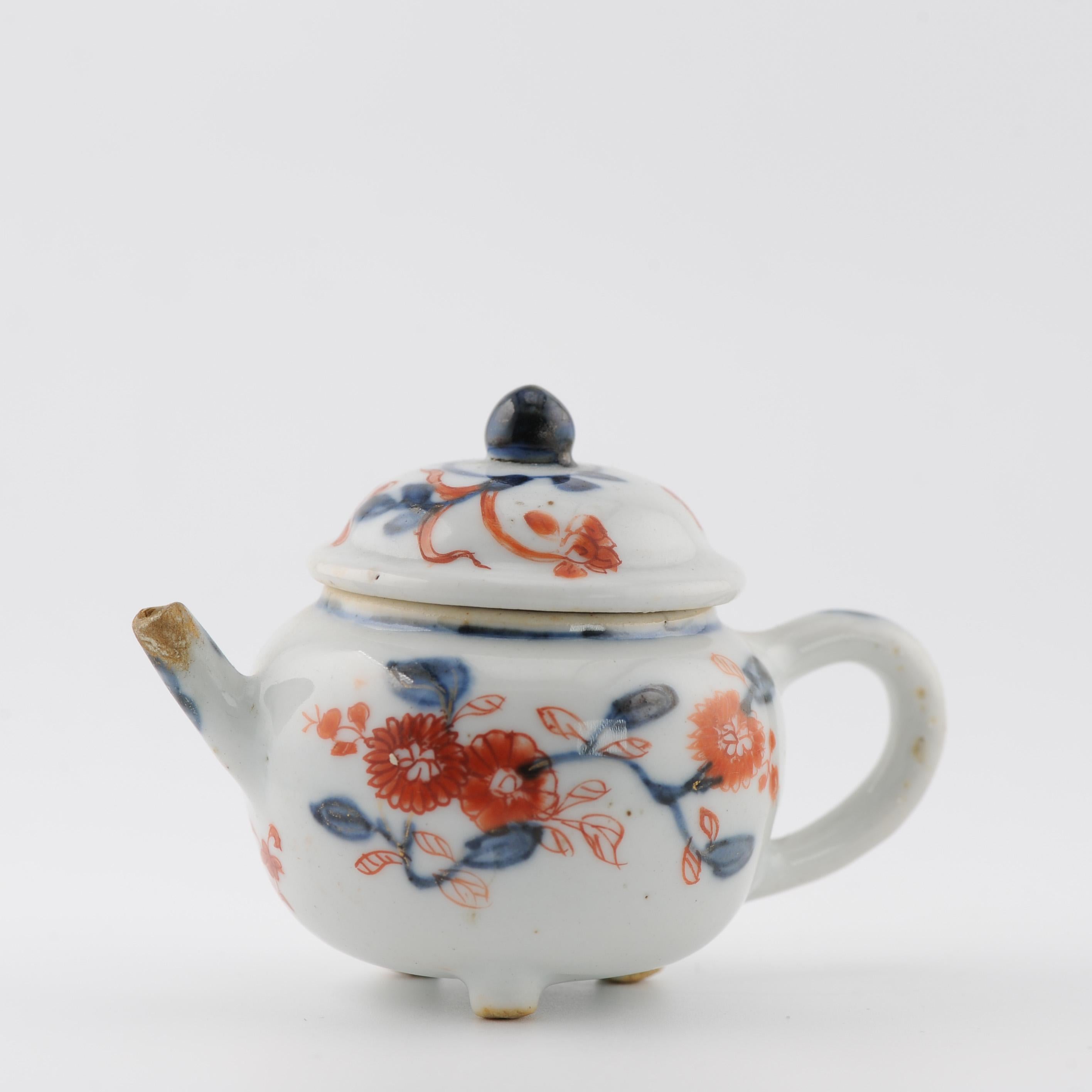 Miniature Antike Edo Periode Ca 1700 Japanisches Porzellan Topf Imari Rot im Angebot 3